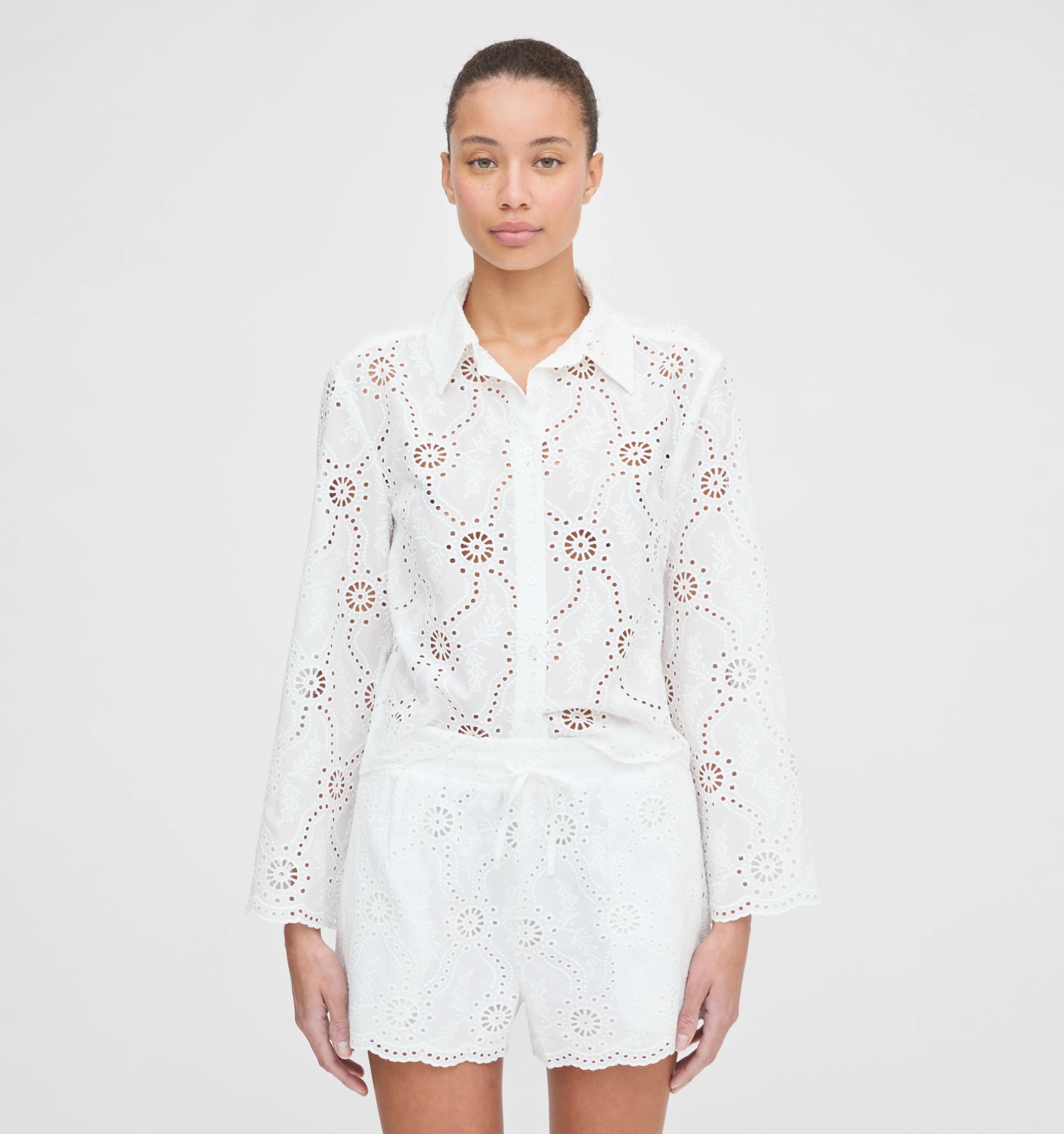 The Celia Top - White Trellis Broderie