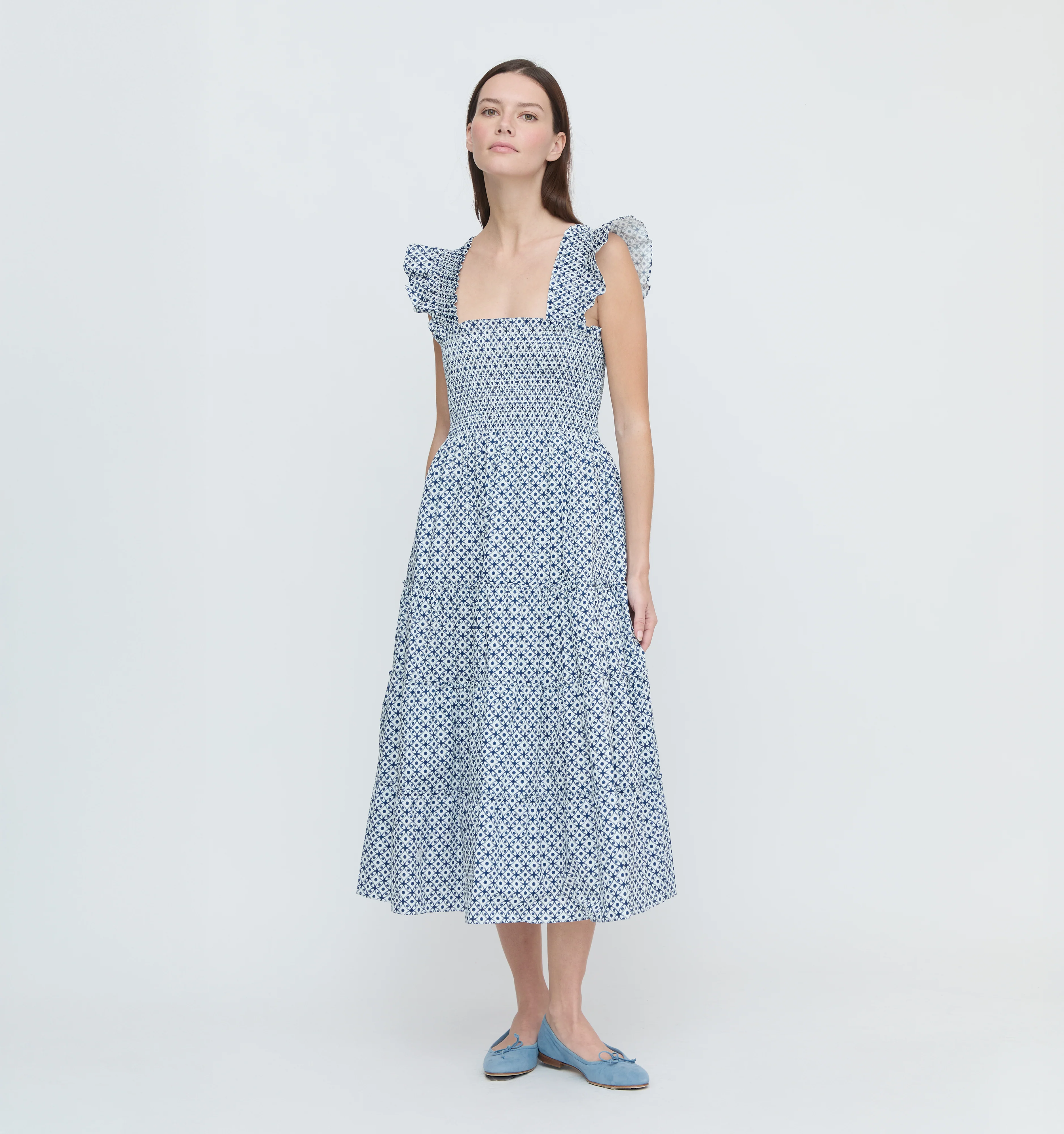 The Ellie Nap Dress - Navy Circular Lattice