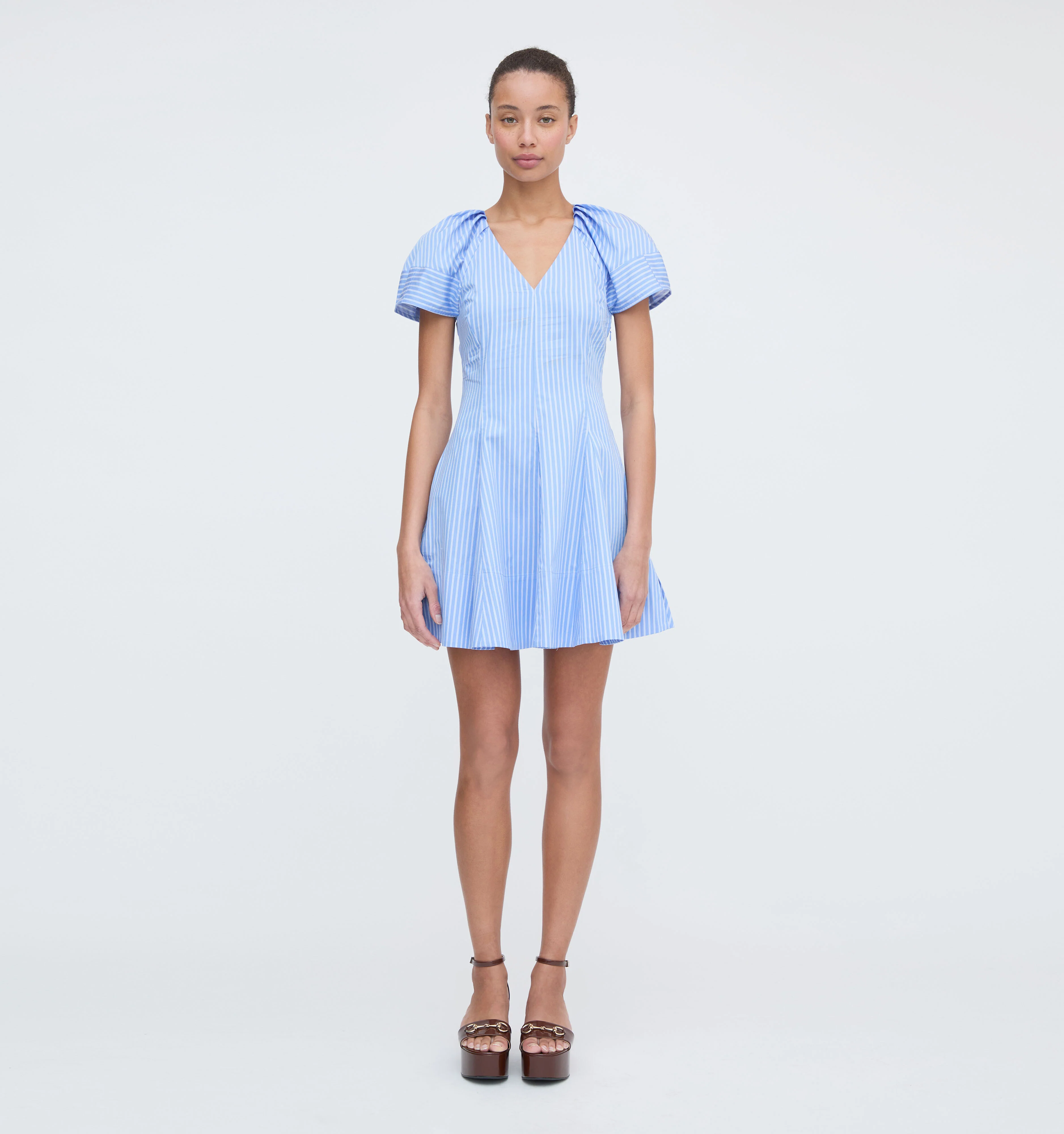 The Claudine Dress - Blue Stripe