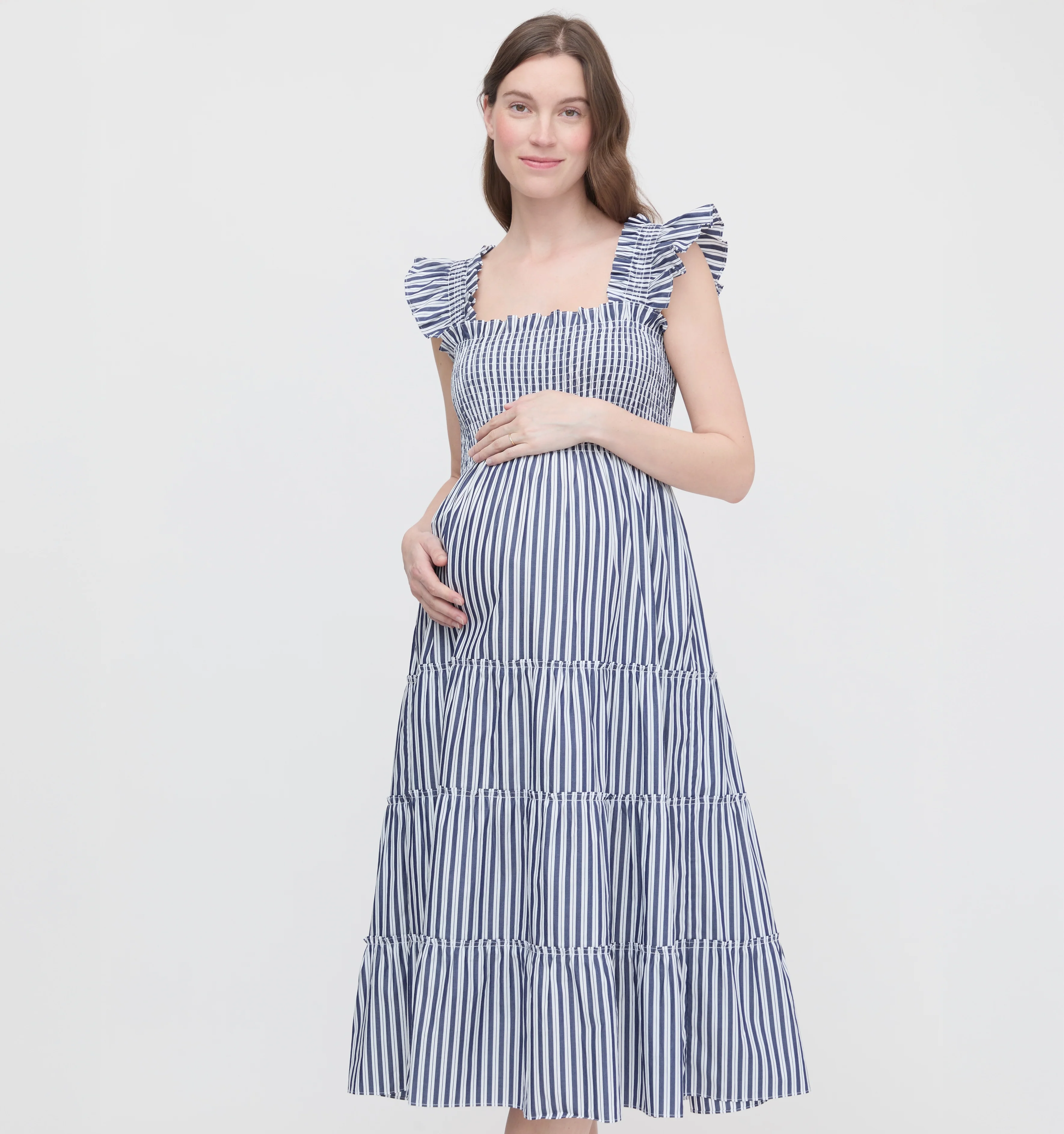 The Maternity Ellie Nap Dress - Navy Stripe