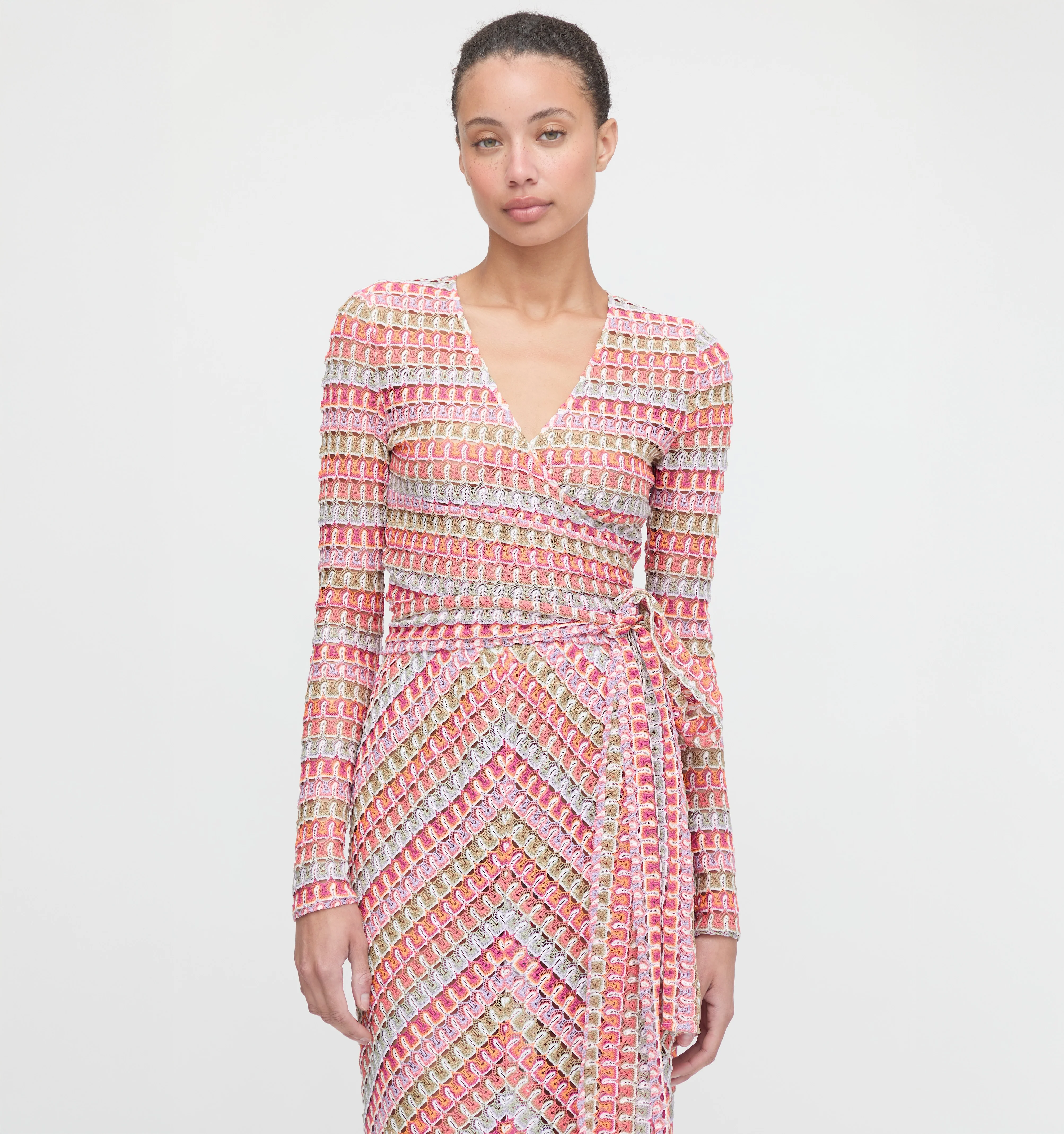 The Aviva Wrap Top - Pastel Crochet Knit