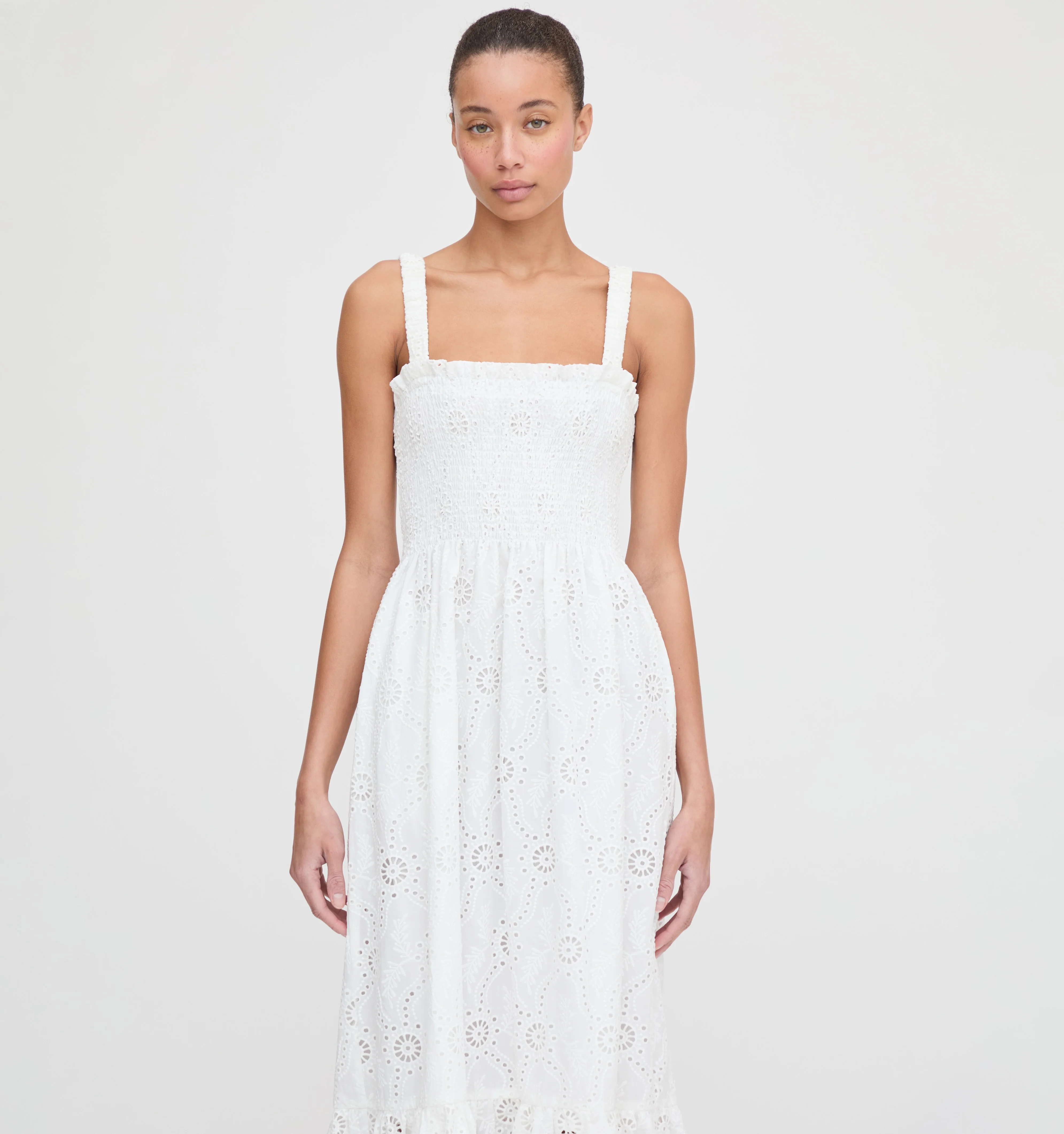 The Anjuli Nap Dress - White Trellis Broderie