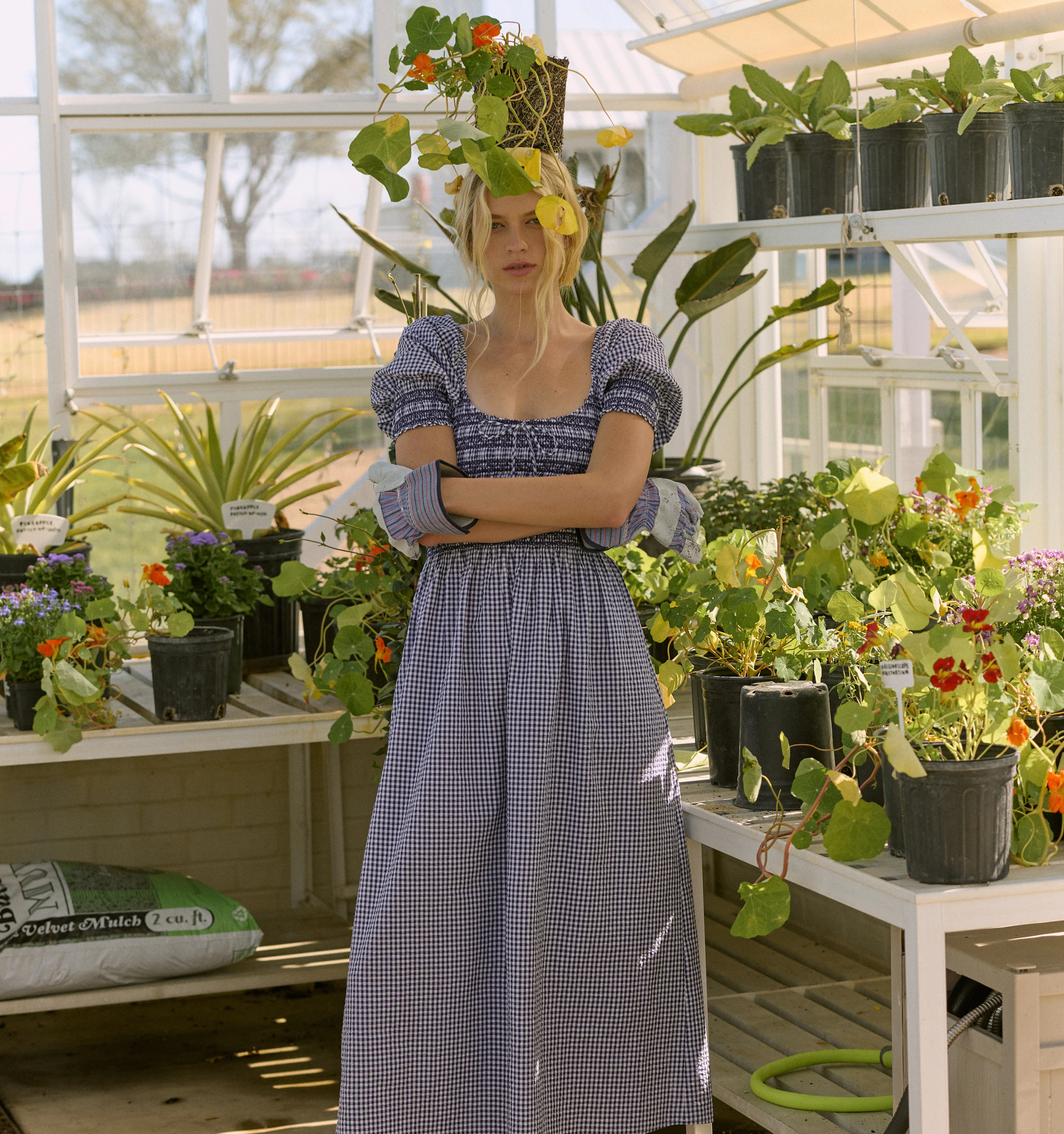 The Madeline Nap Dress - Navy Gingham