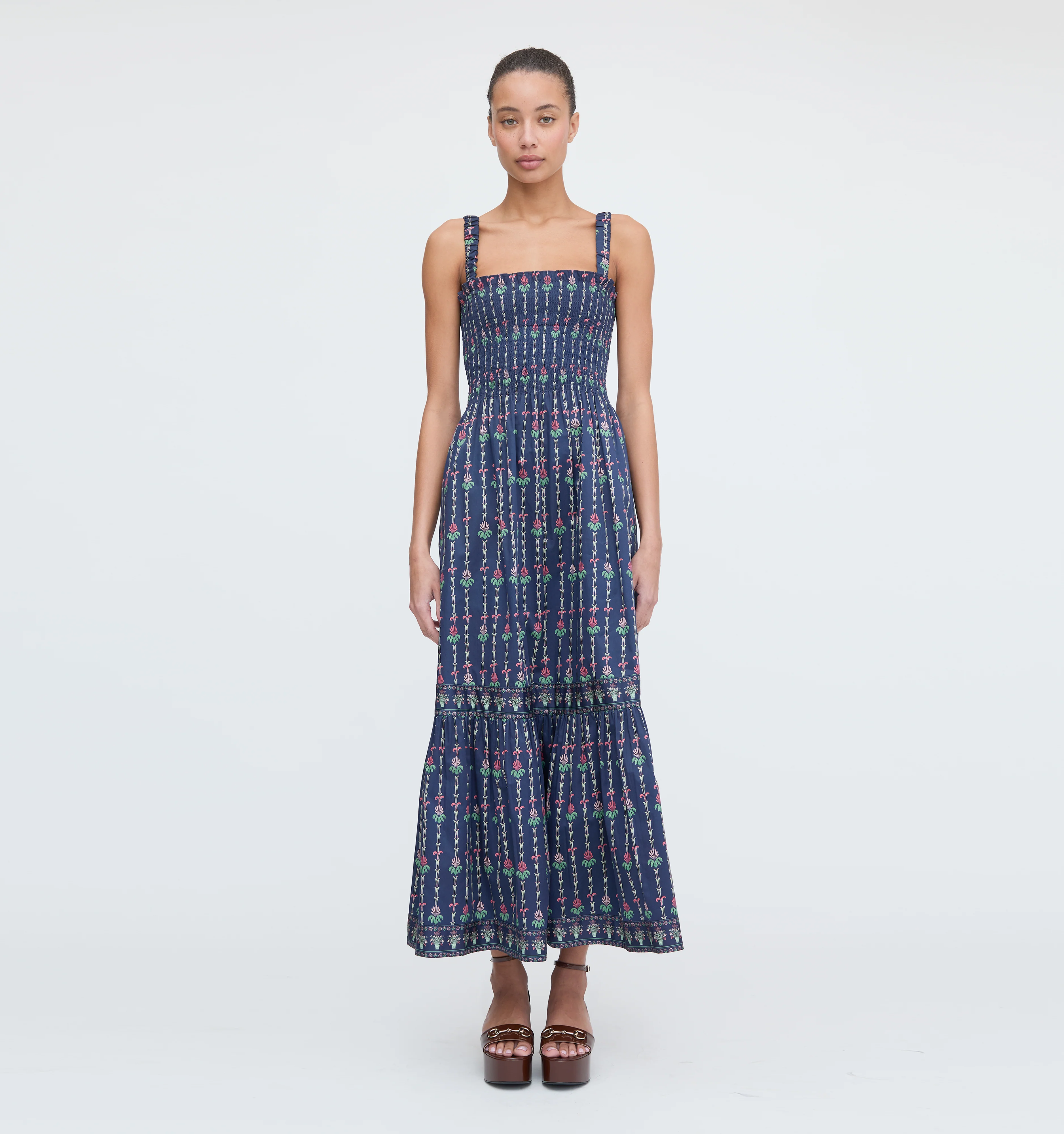 The Anjuli Nap Dress - Navy Trailing Fern