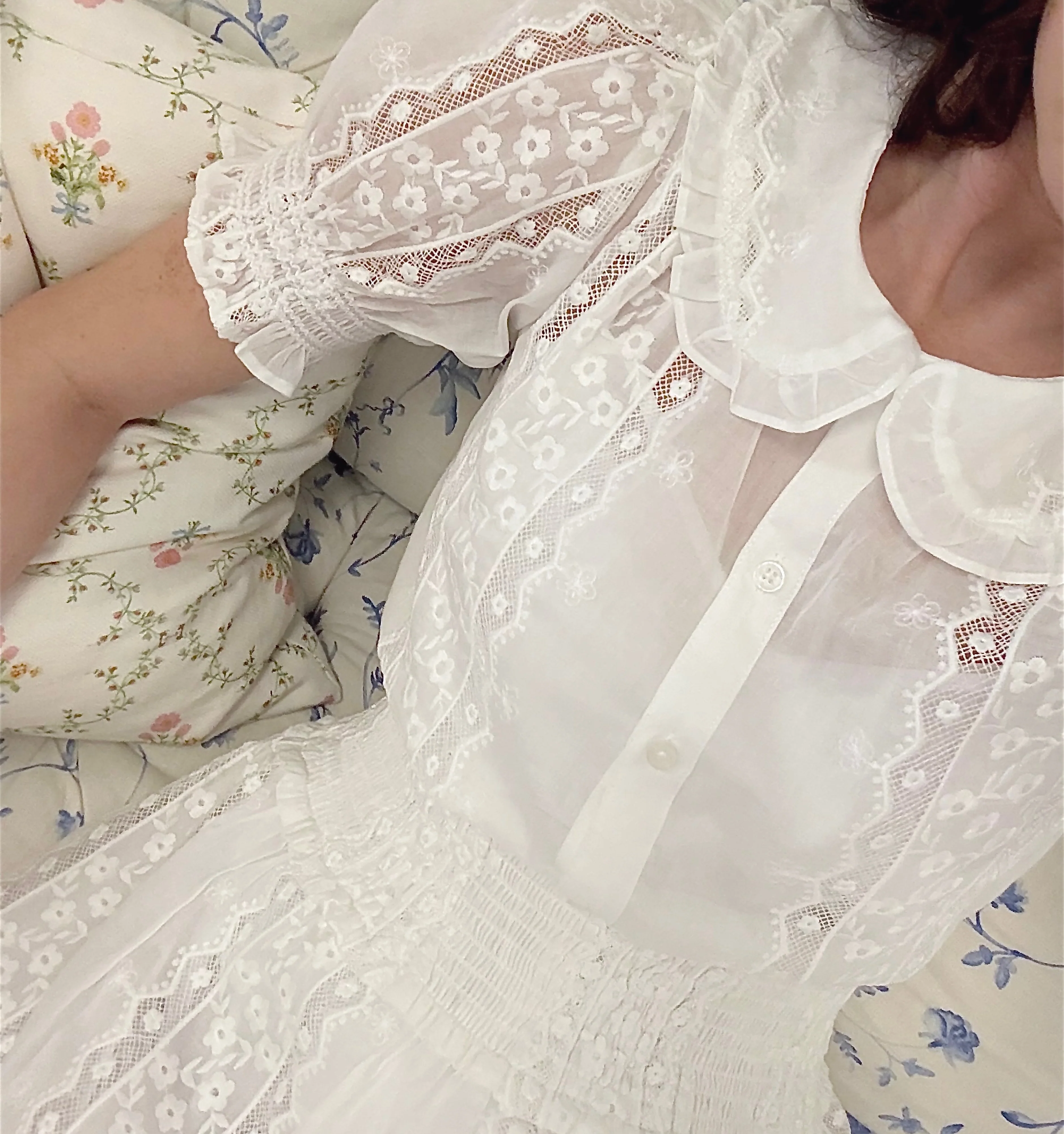 The Adelaide Top - White Broderie Voile