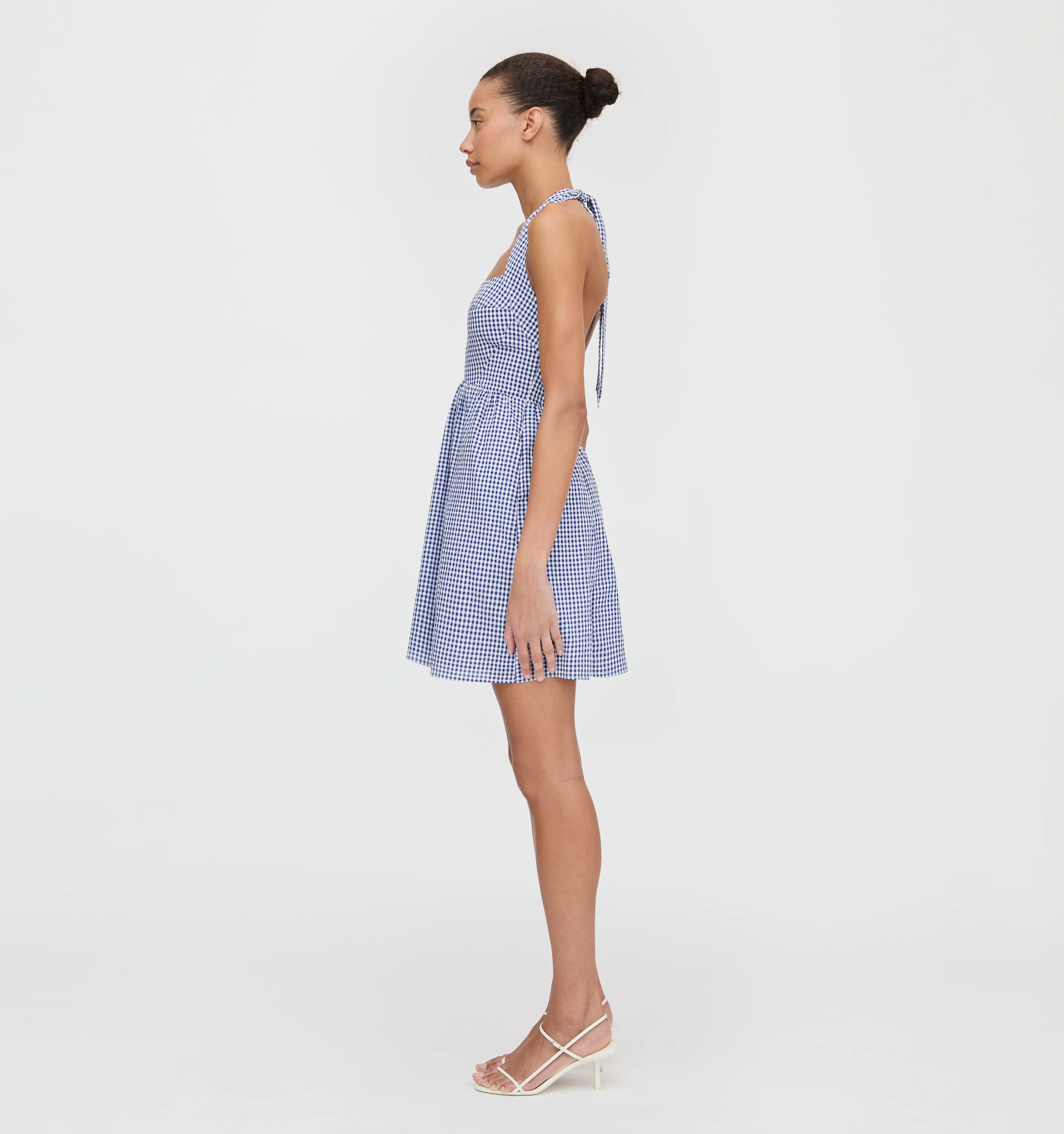 The Fleur Mini Dress - Navy Gingham