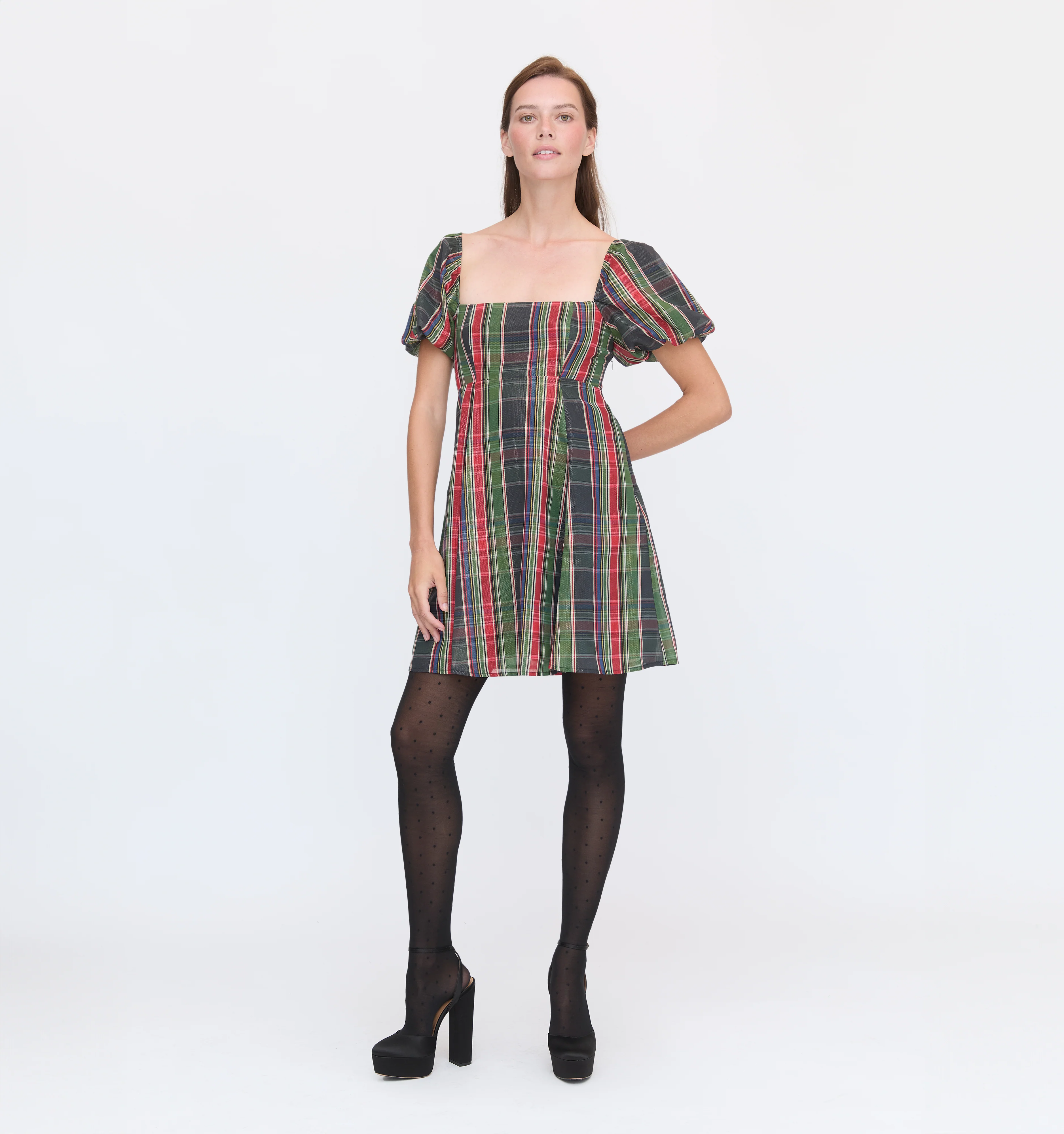 The Matilda Mini Dress - Tartan Lamé