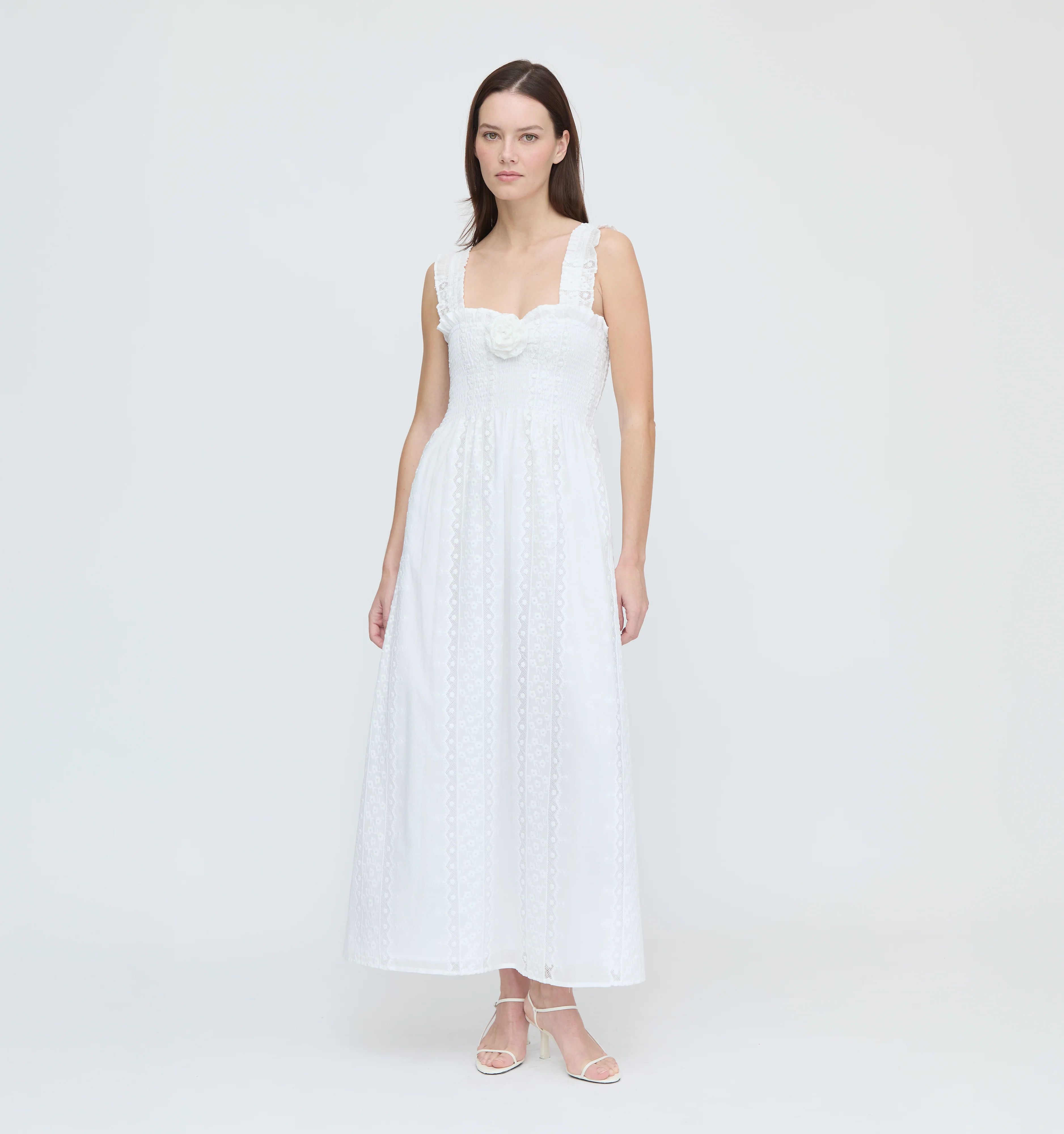 The Rosetta Nap Dress - White Broderie Voile