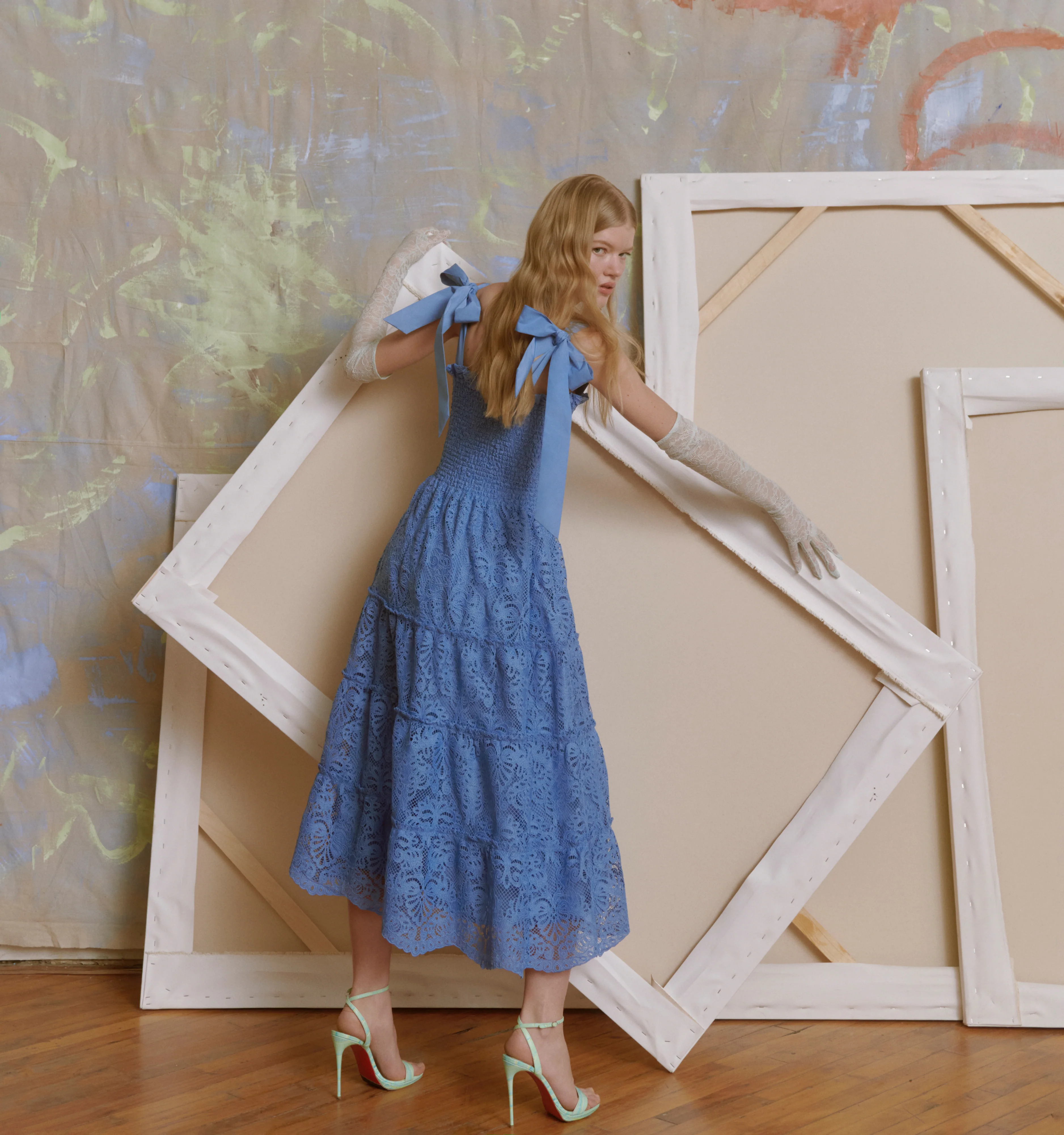 The Ribbon Ellie Nap Dress - Sky Blue Lace