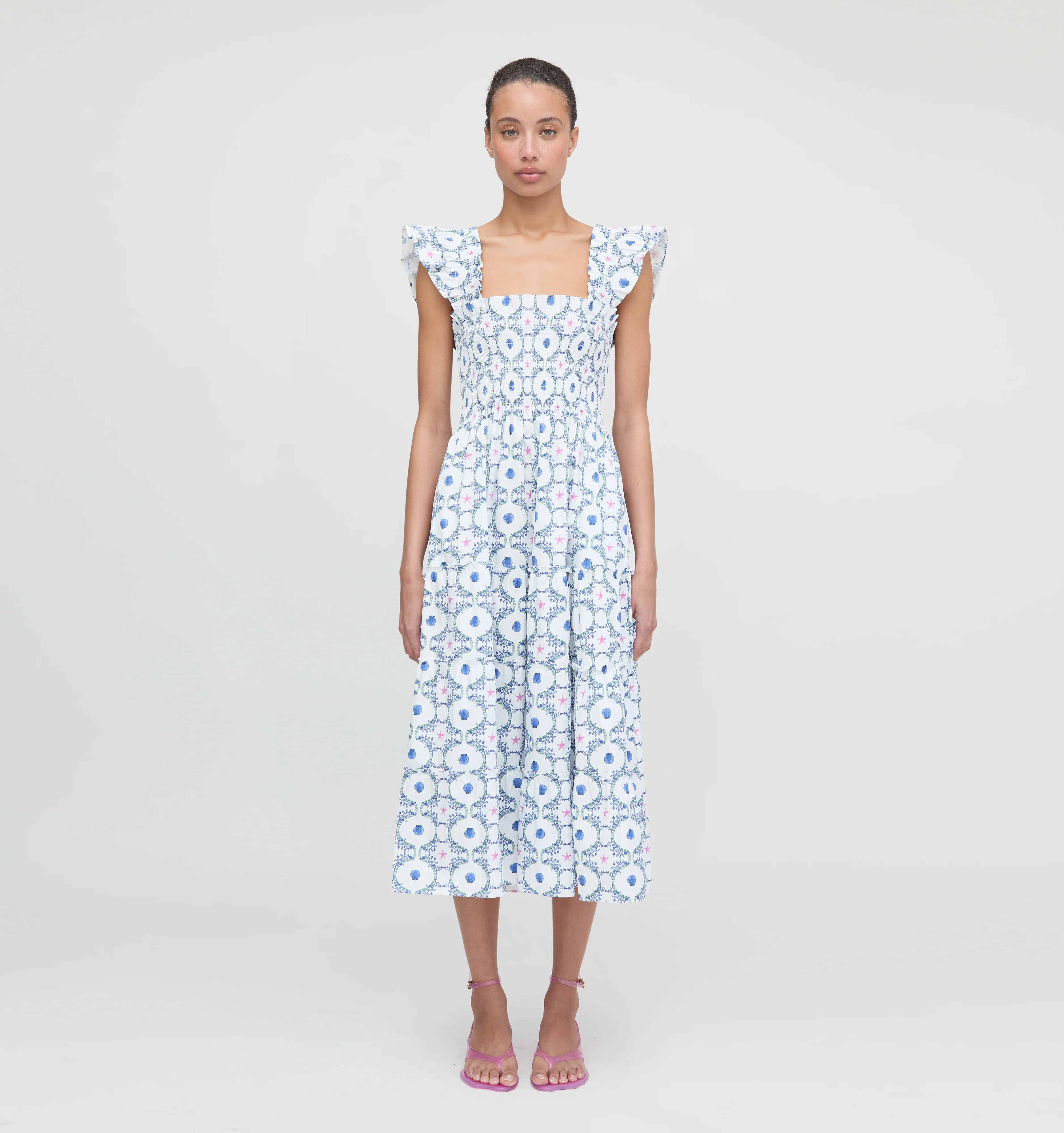 The Ellie Nap Dress - White Cisco Trellis