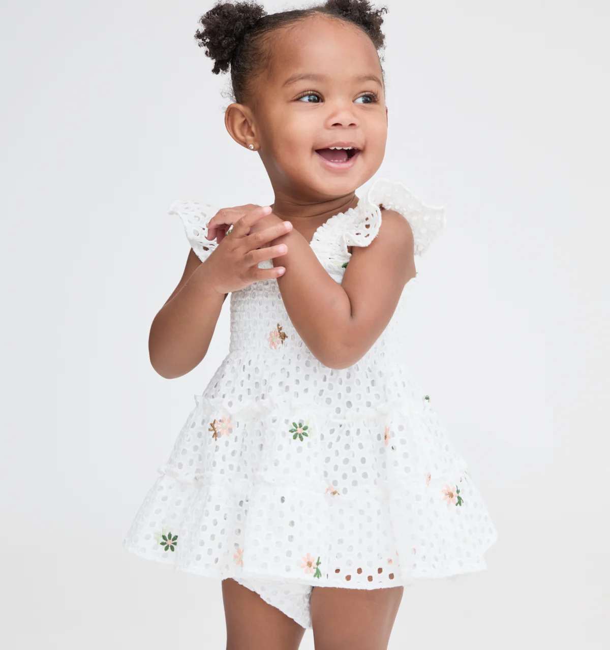 The Baby Ellie Nap Dress - White Daisy Eyelet