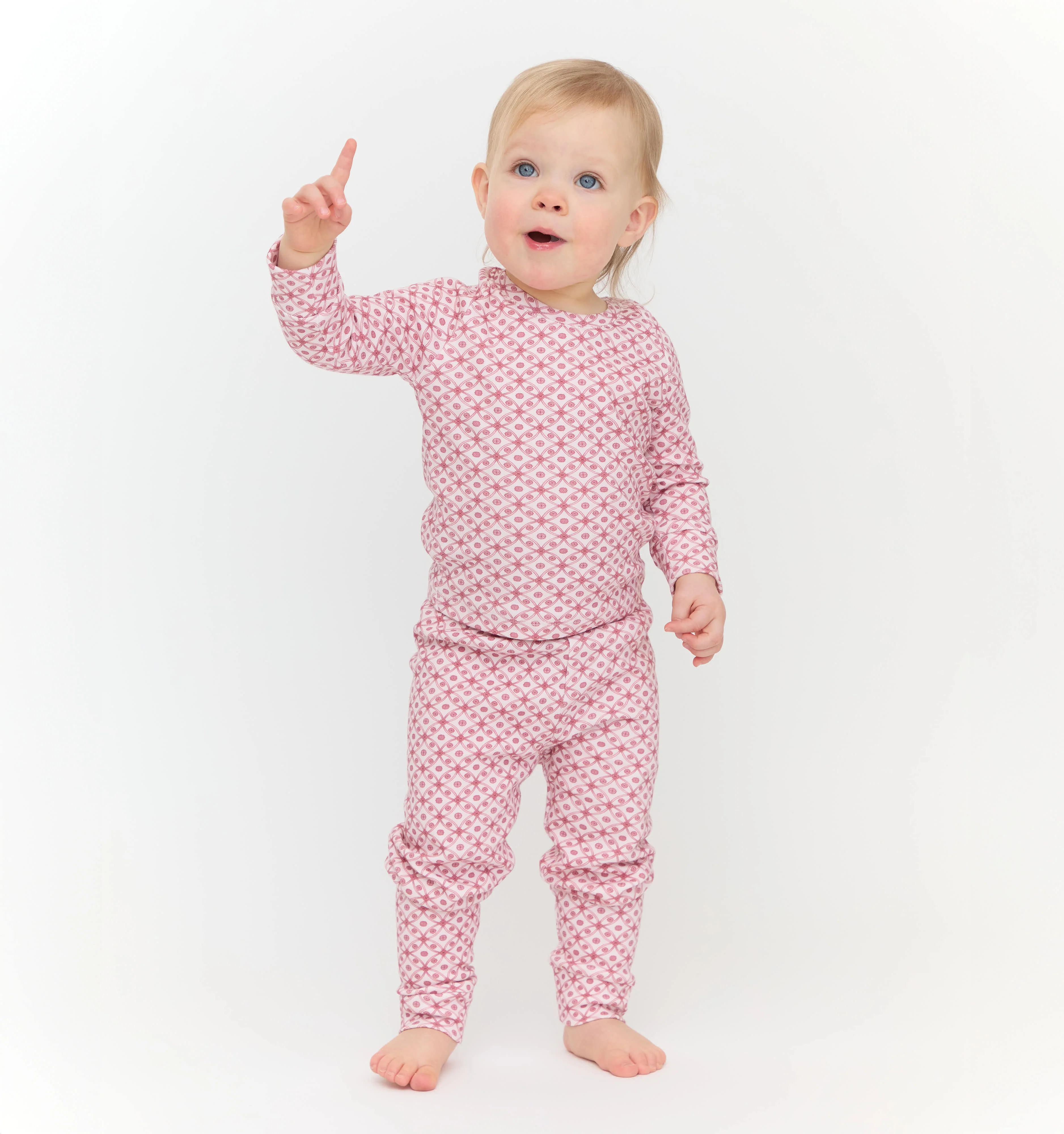 The Baby PJ Set - Rose Circular Lattice