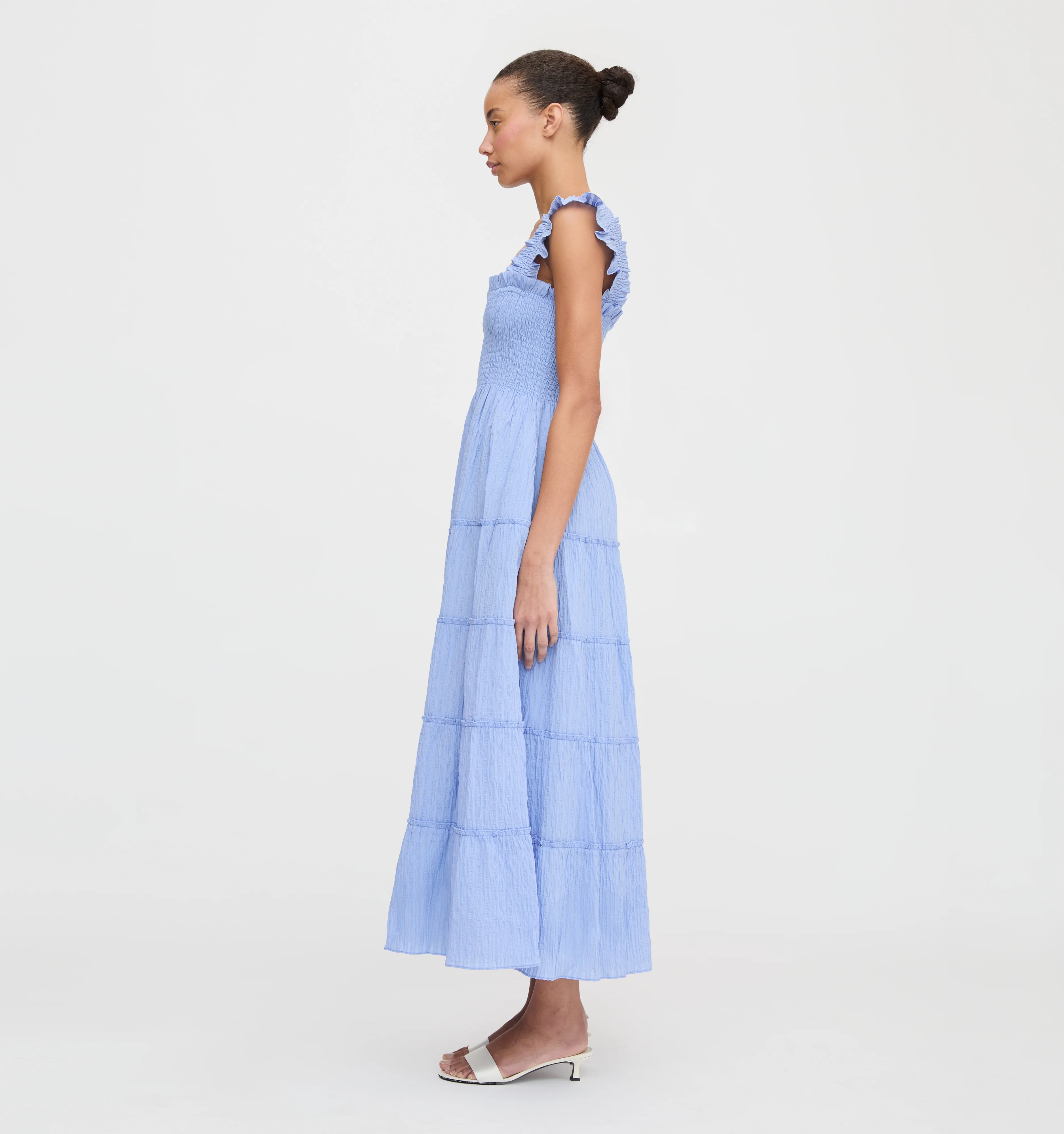The Ellie Maxi Nap Dress - Bluebird Tonal Seersucker