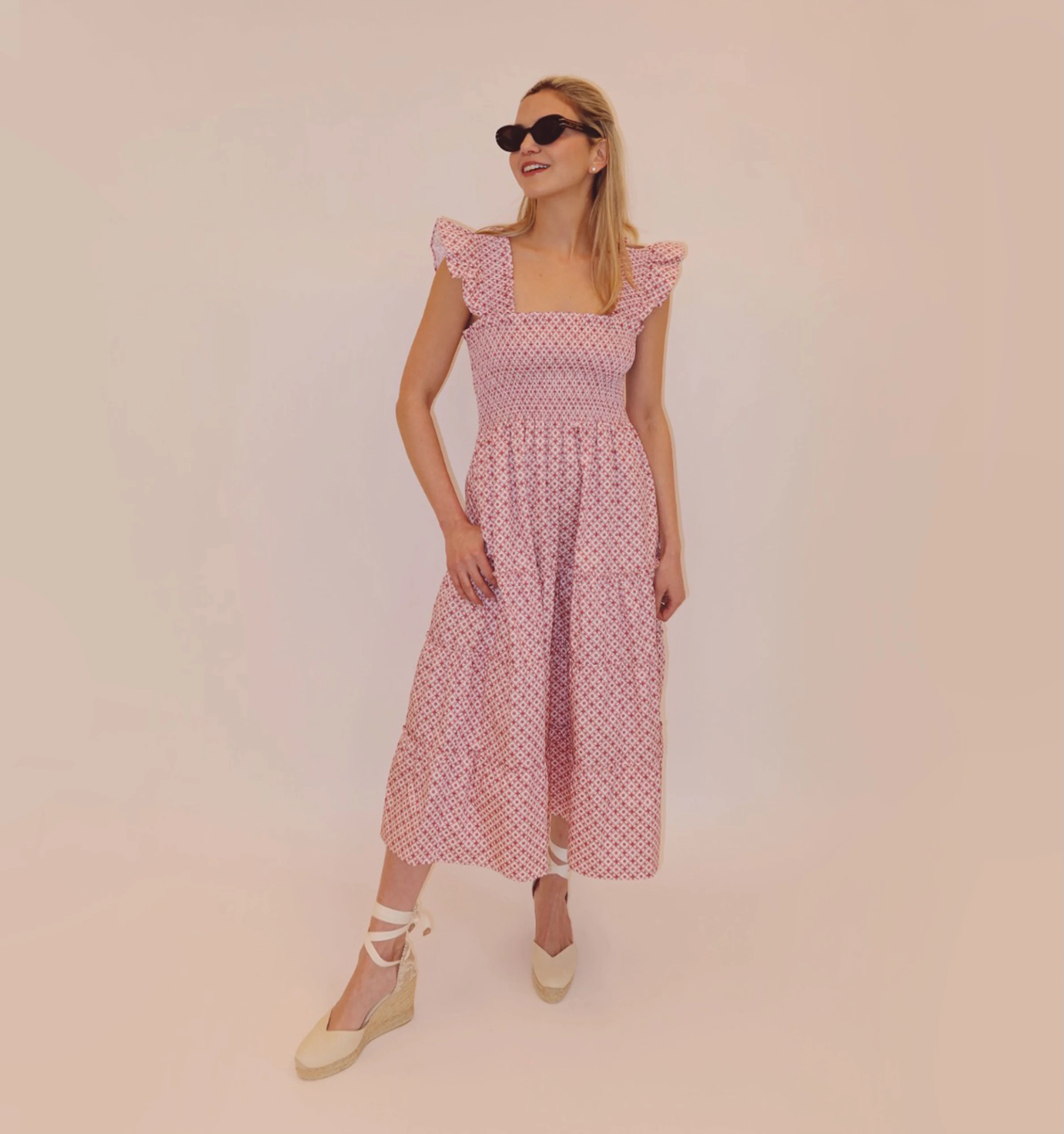 The Ellie Nap Dress - Rose Circular Lattice