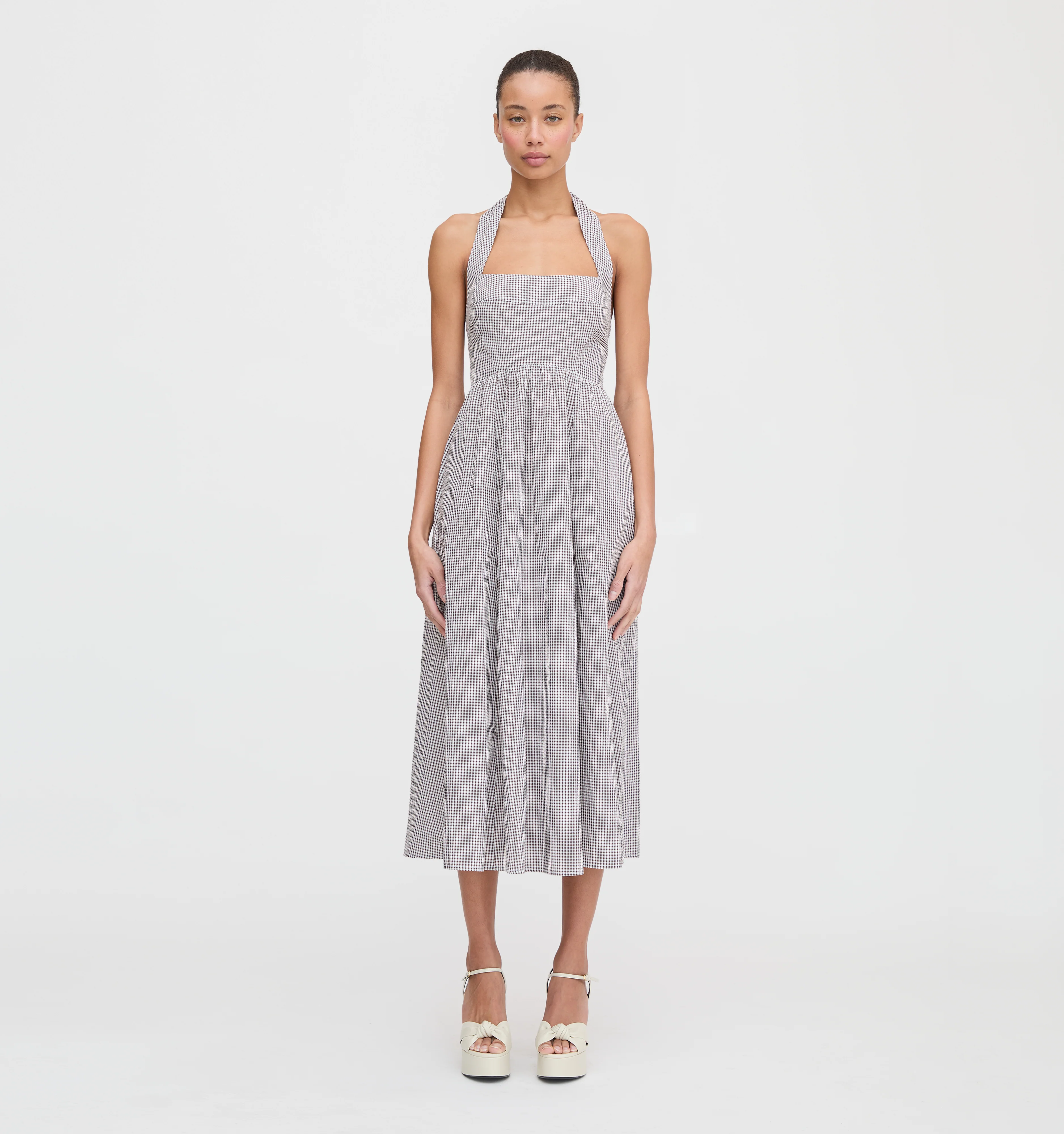 The Fleur Midi Dress - Chocolate Gingham