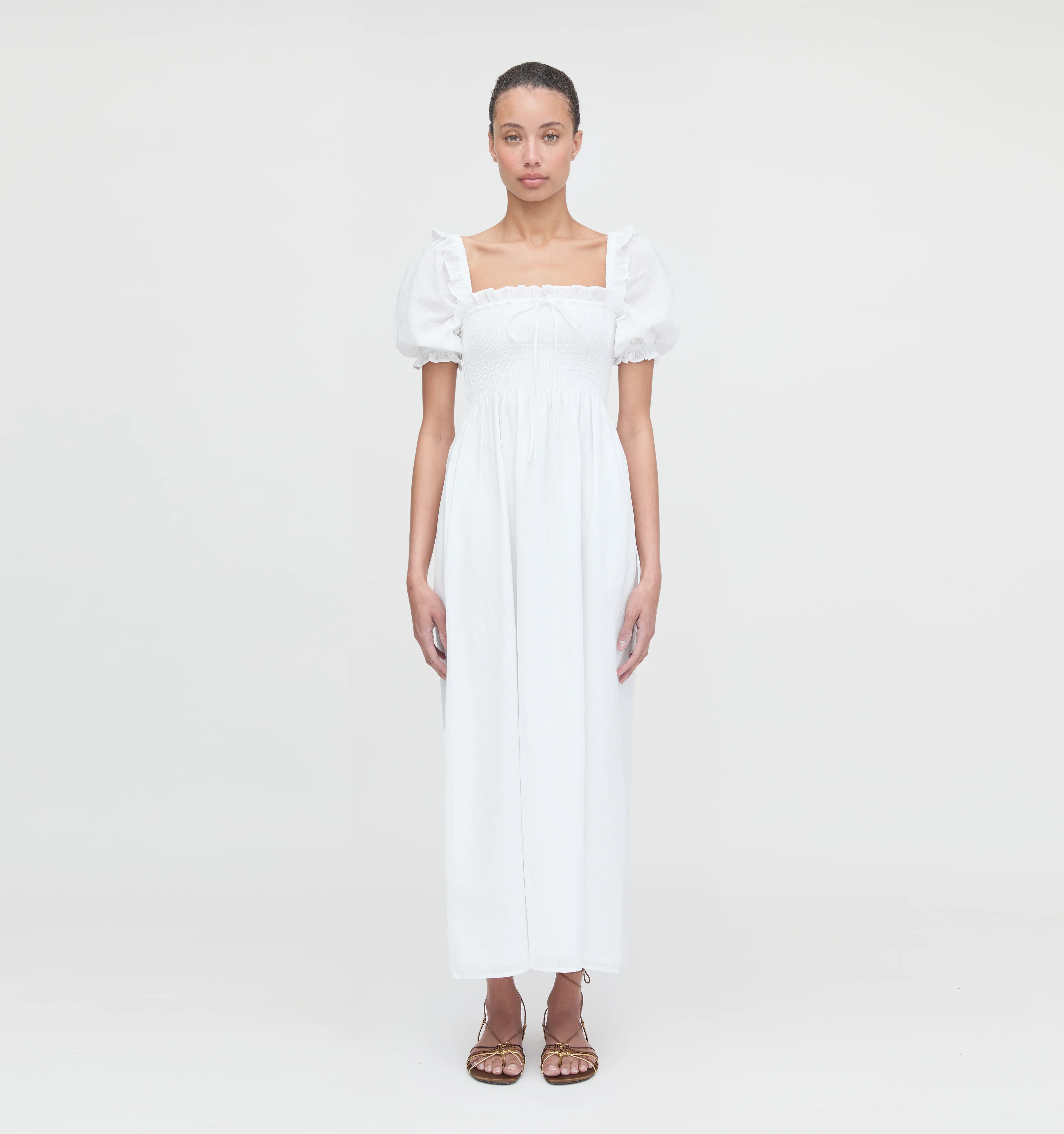 The Scarlett Nap Dress - White Shadow Stripe