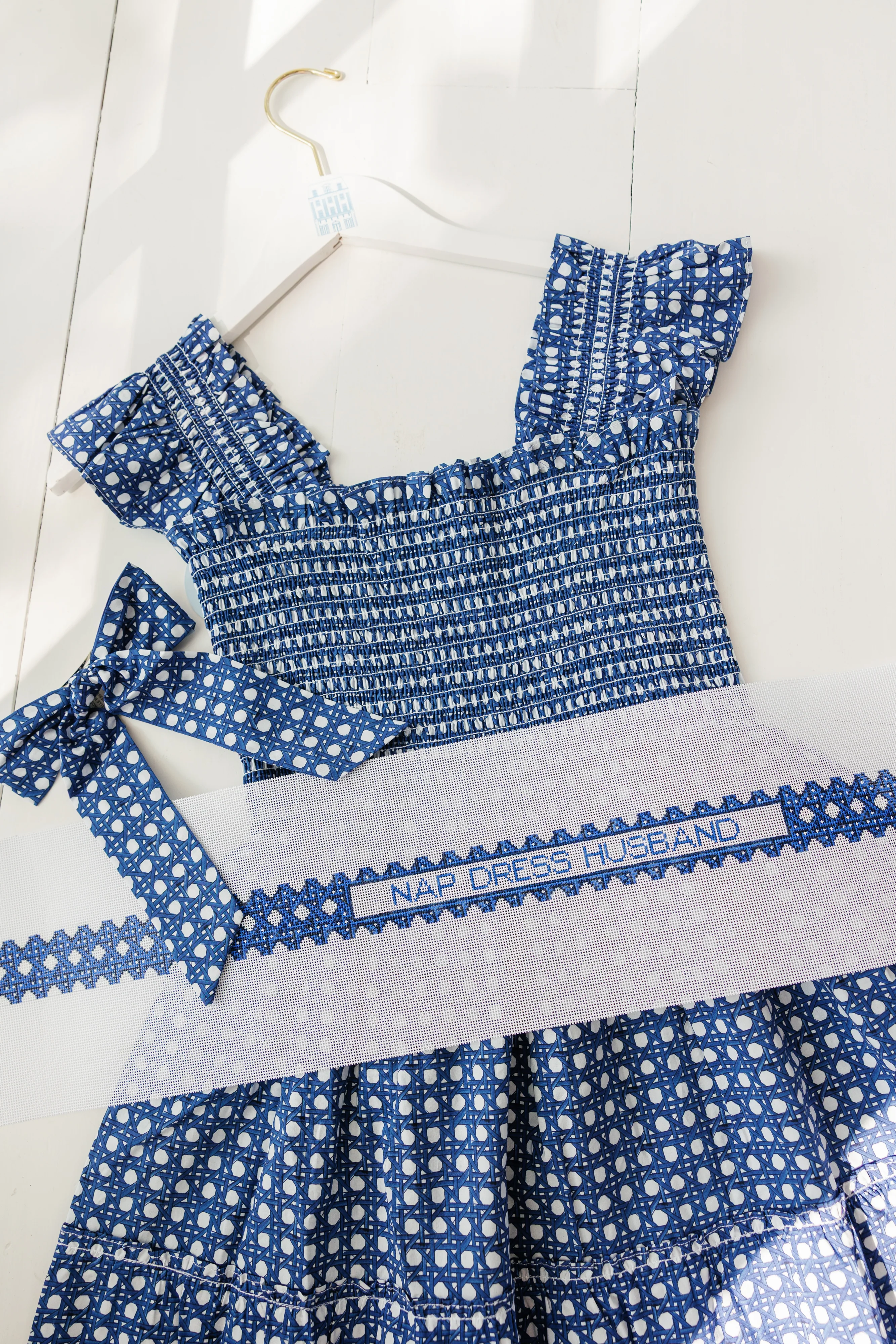 The Hill House x Erica Wilson Nap Dress Husband Belt Canvas - Navy Basketweave