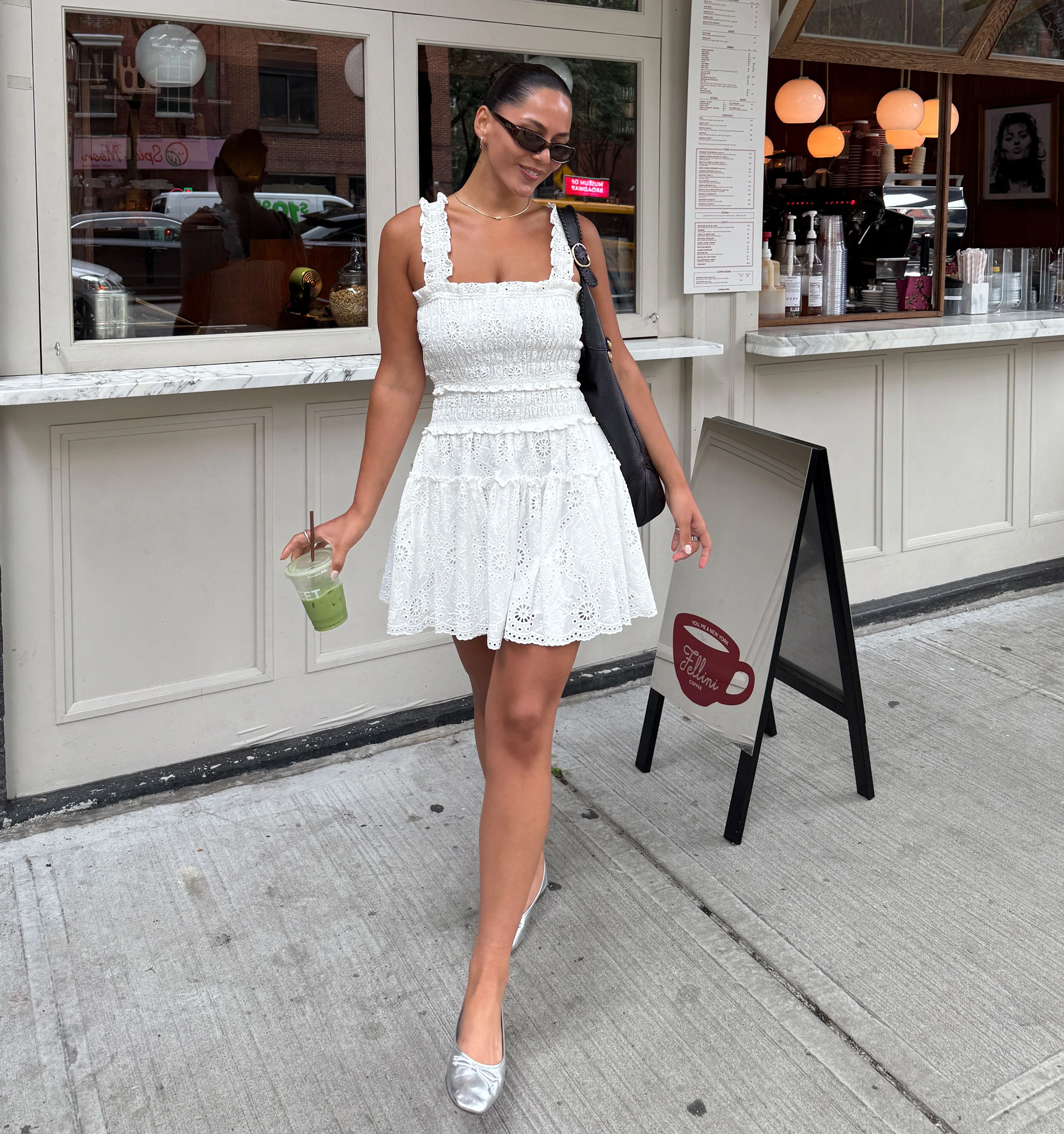 The Azalea Mini Nap Dress - White Trellis Broderie