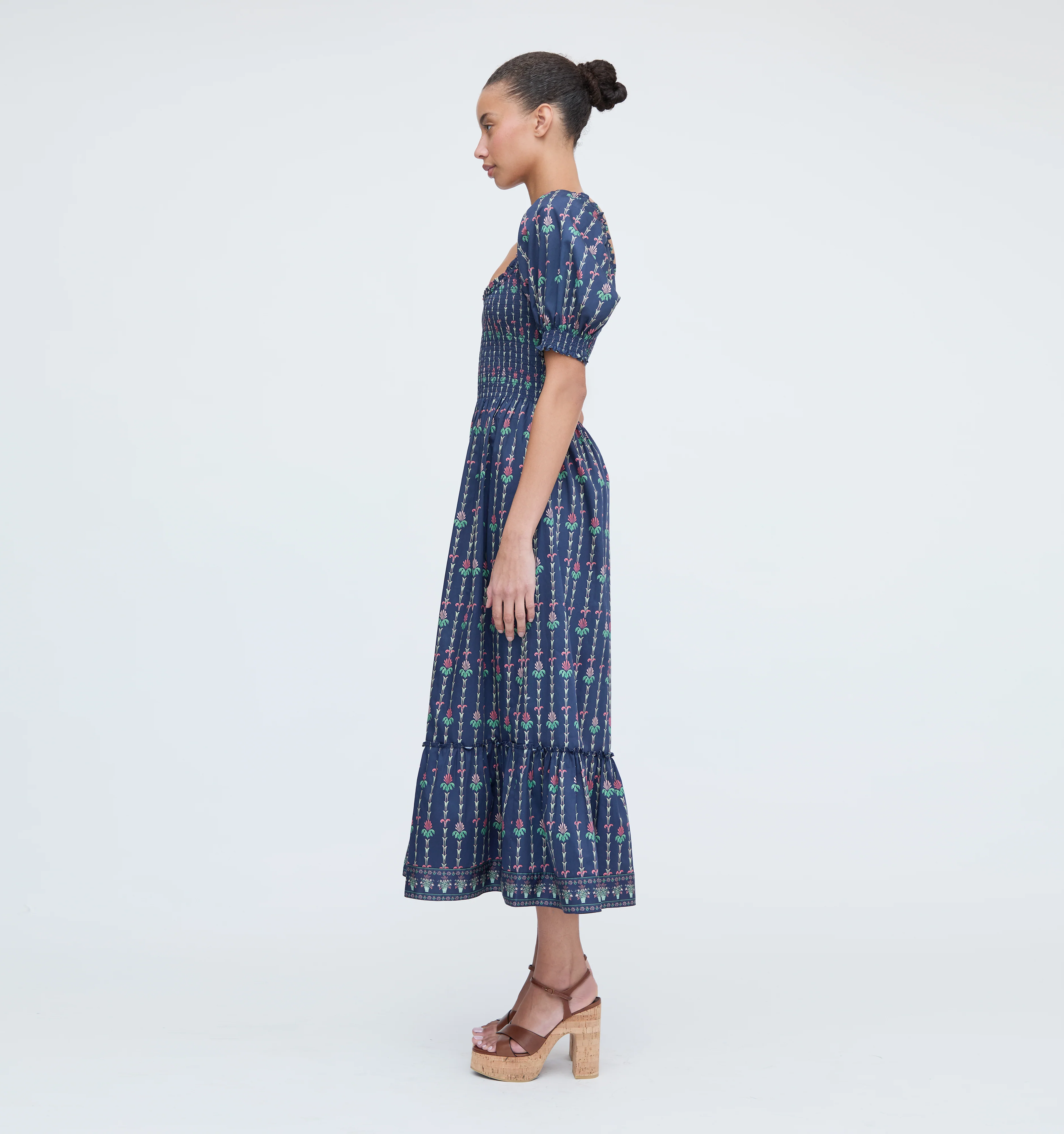 The Louisa Nap Dress - Navy Trailing Fern