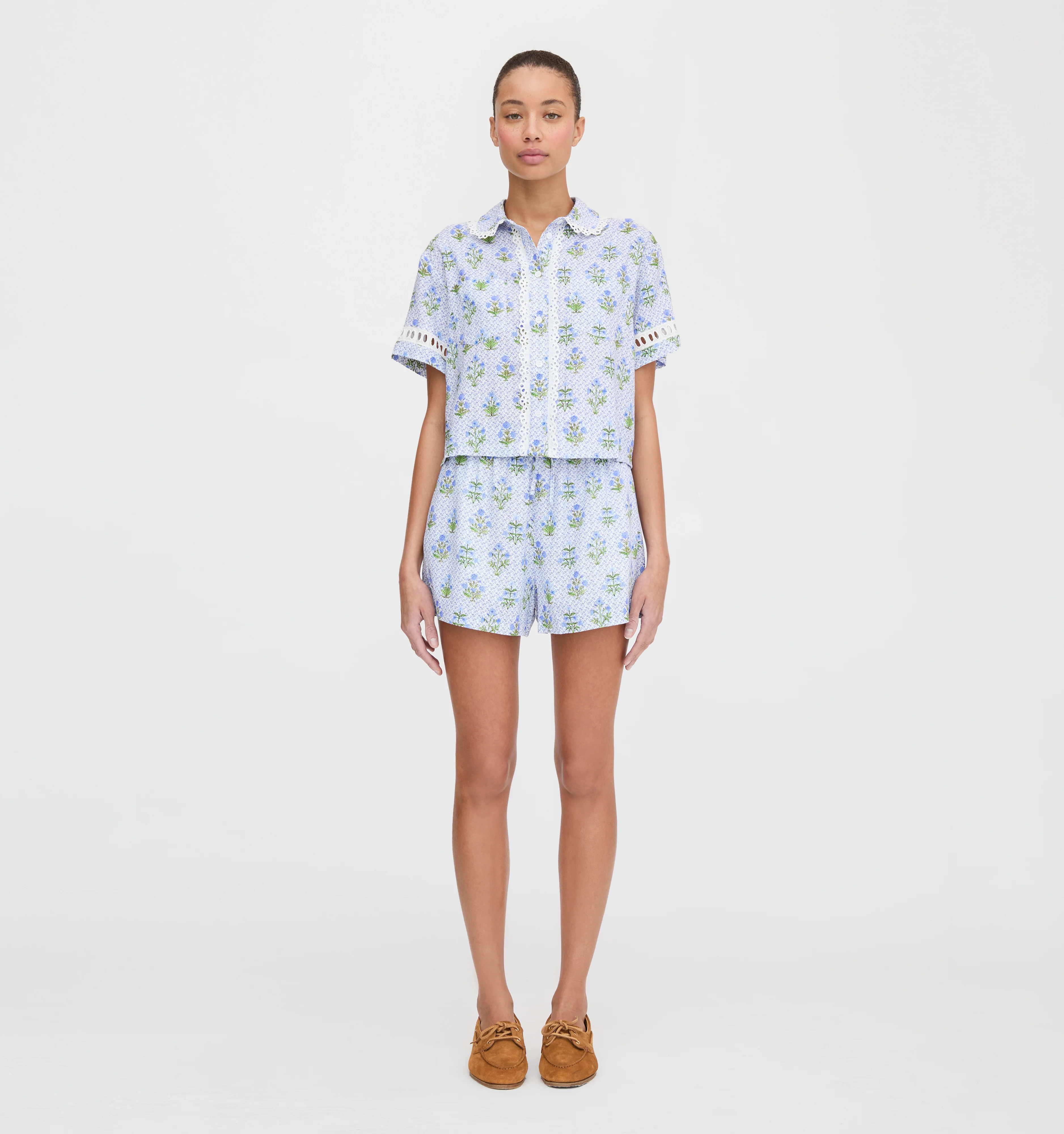 The Annette Top - Blue Block Print