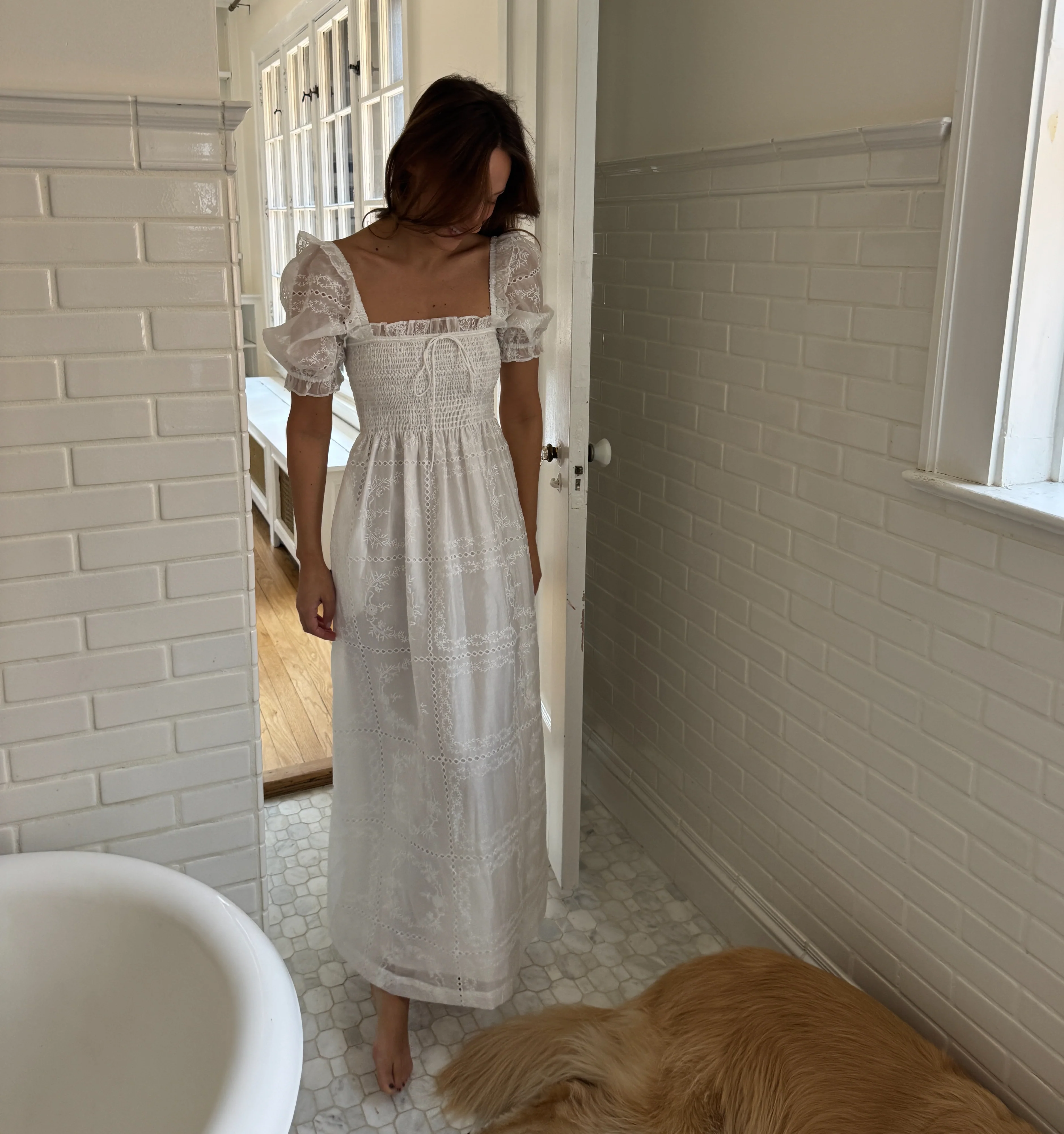 The Scarlett Nap Dress - White Patchwork Organza