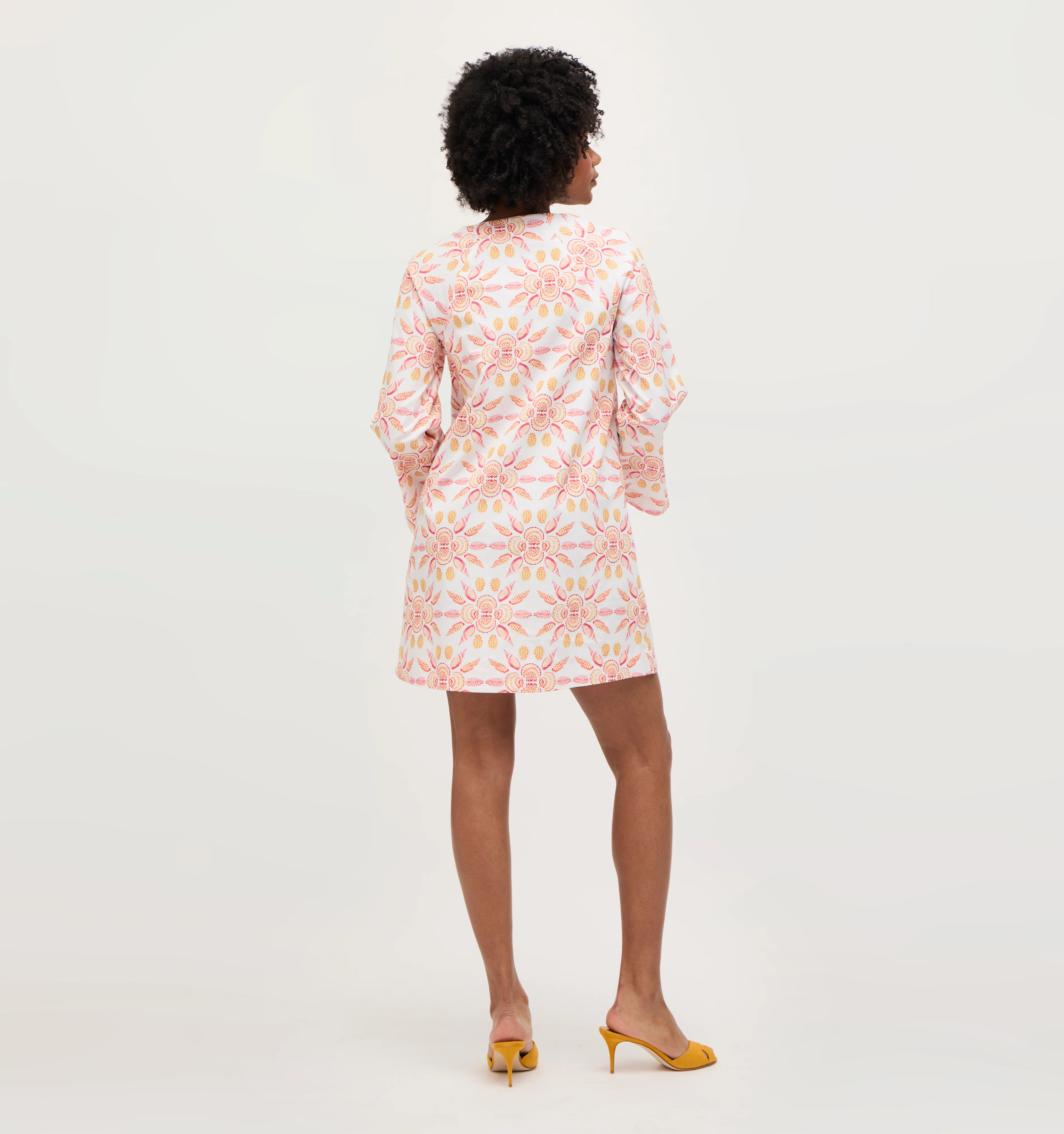 The Artemis Dress - Orange Shell Mosaic Cotton