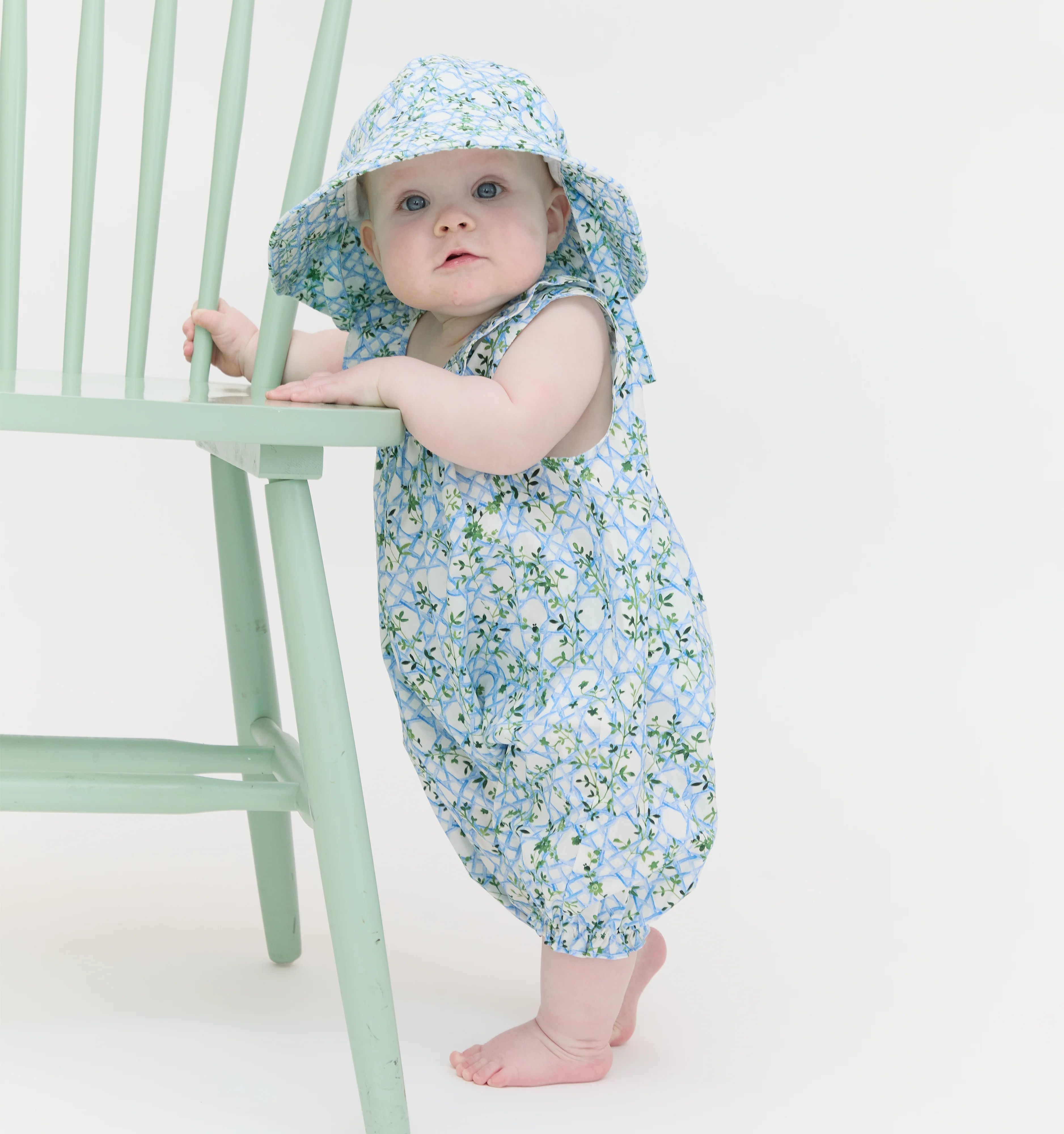 The Baby Sunhat - Blue Basketweave Vine