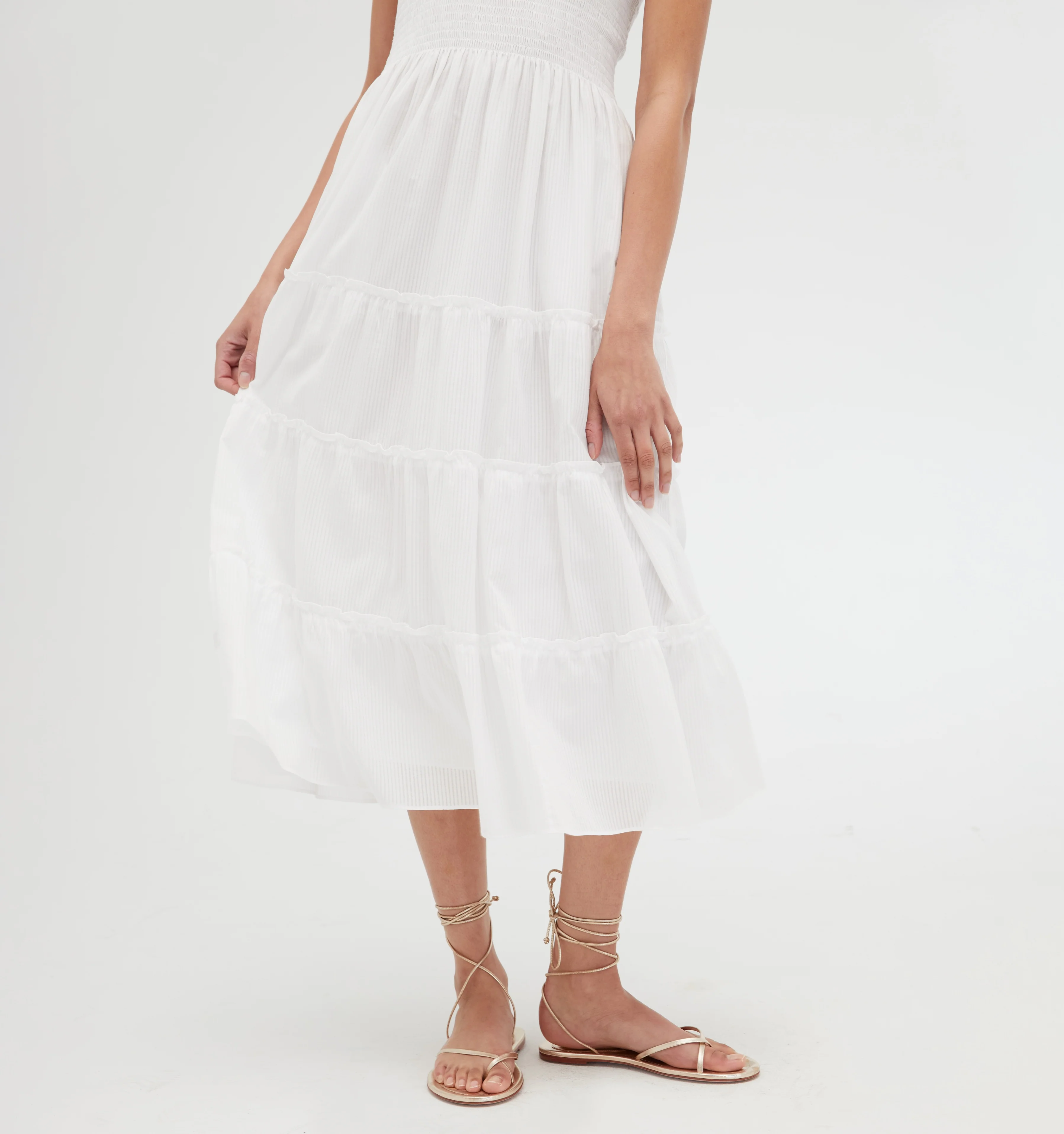 The Ellie Nap Dress - White Shadow Stripe