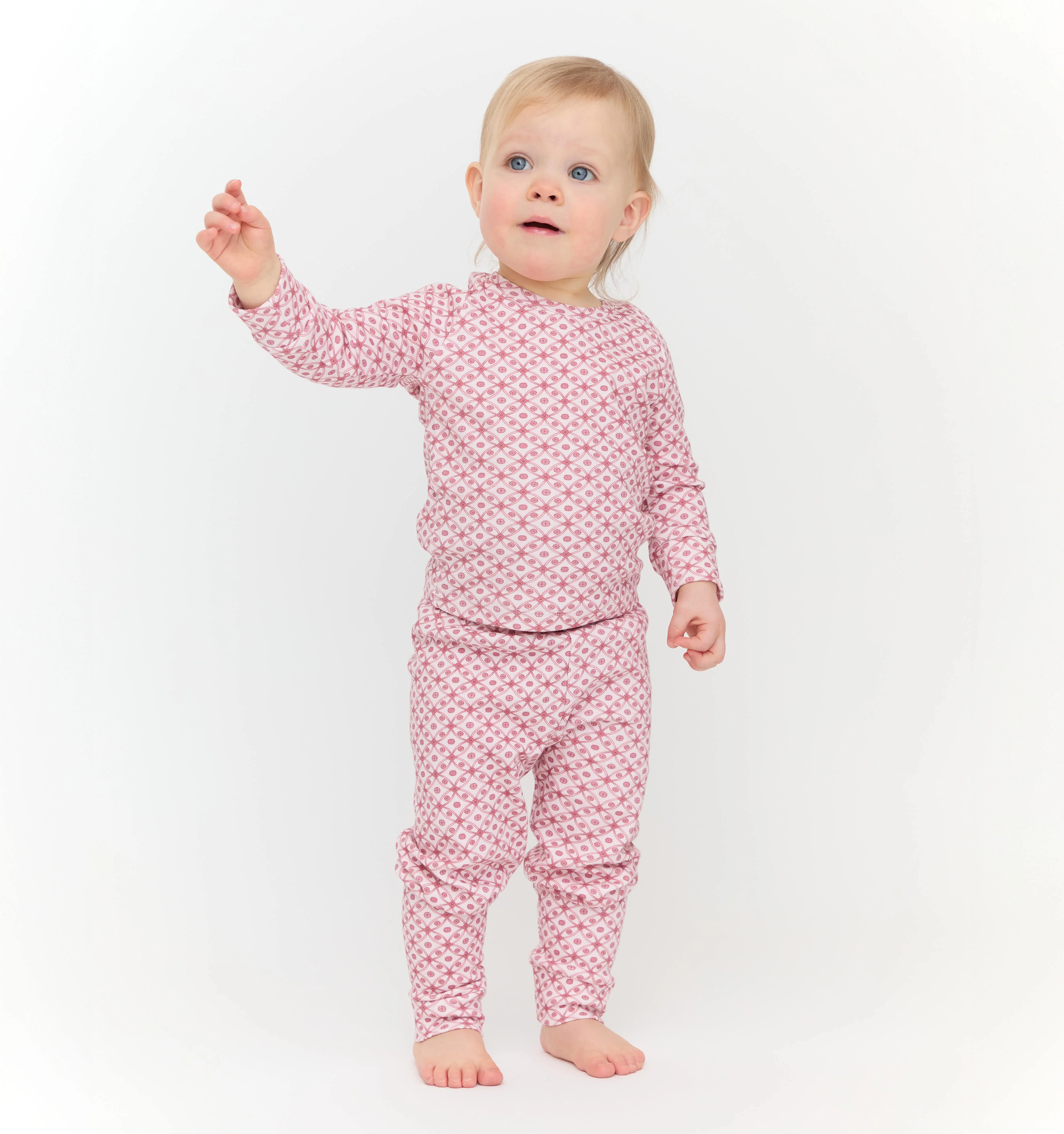 The Baby PJ Set - Rose Circular Lattice