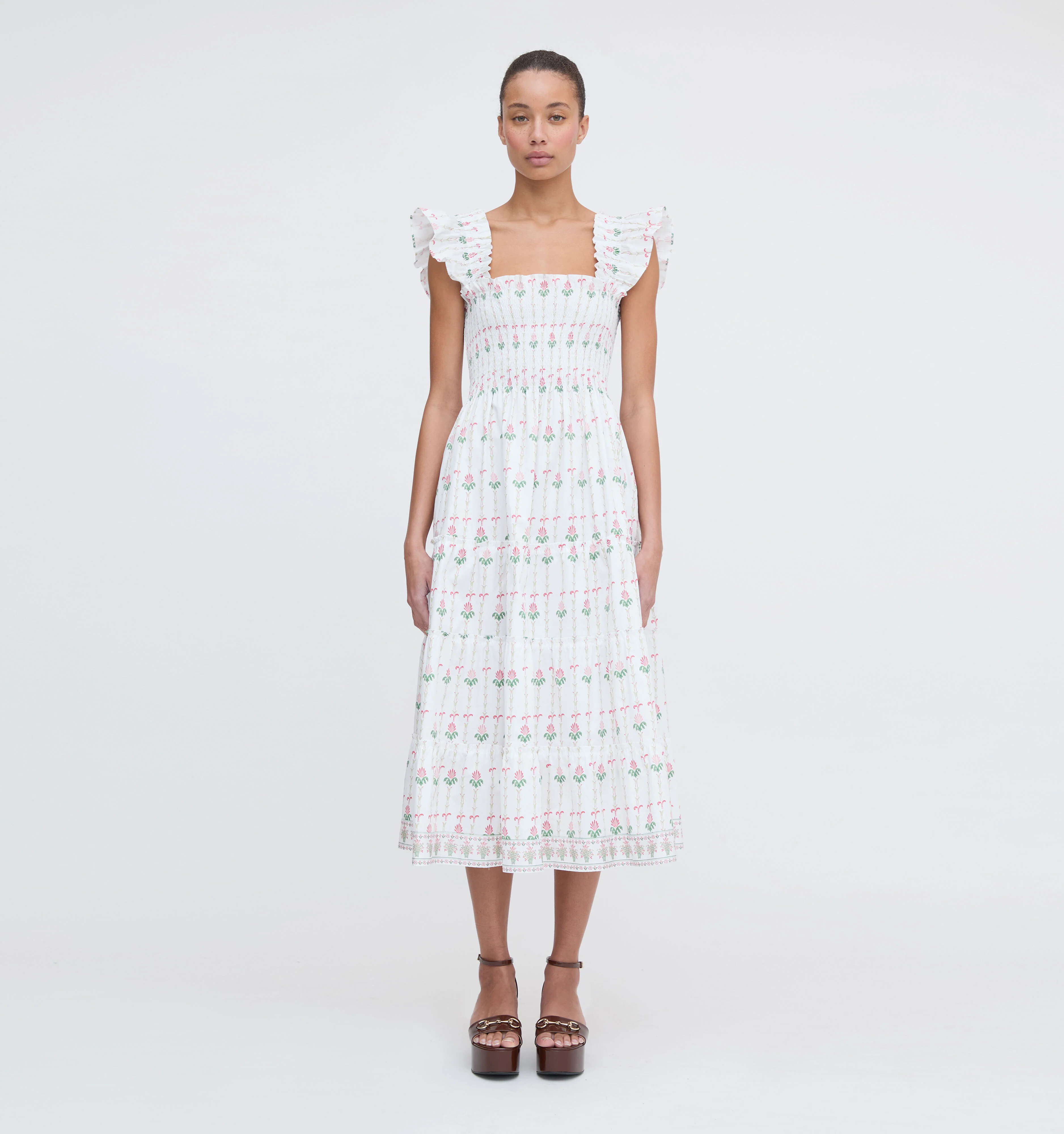 The Ellie Nap Dress - White Trailing Fern