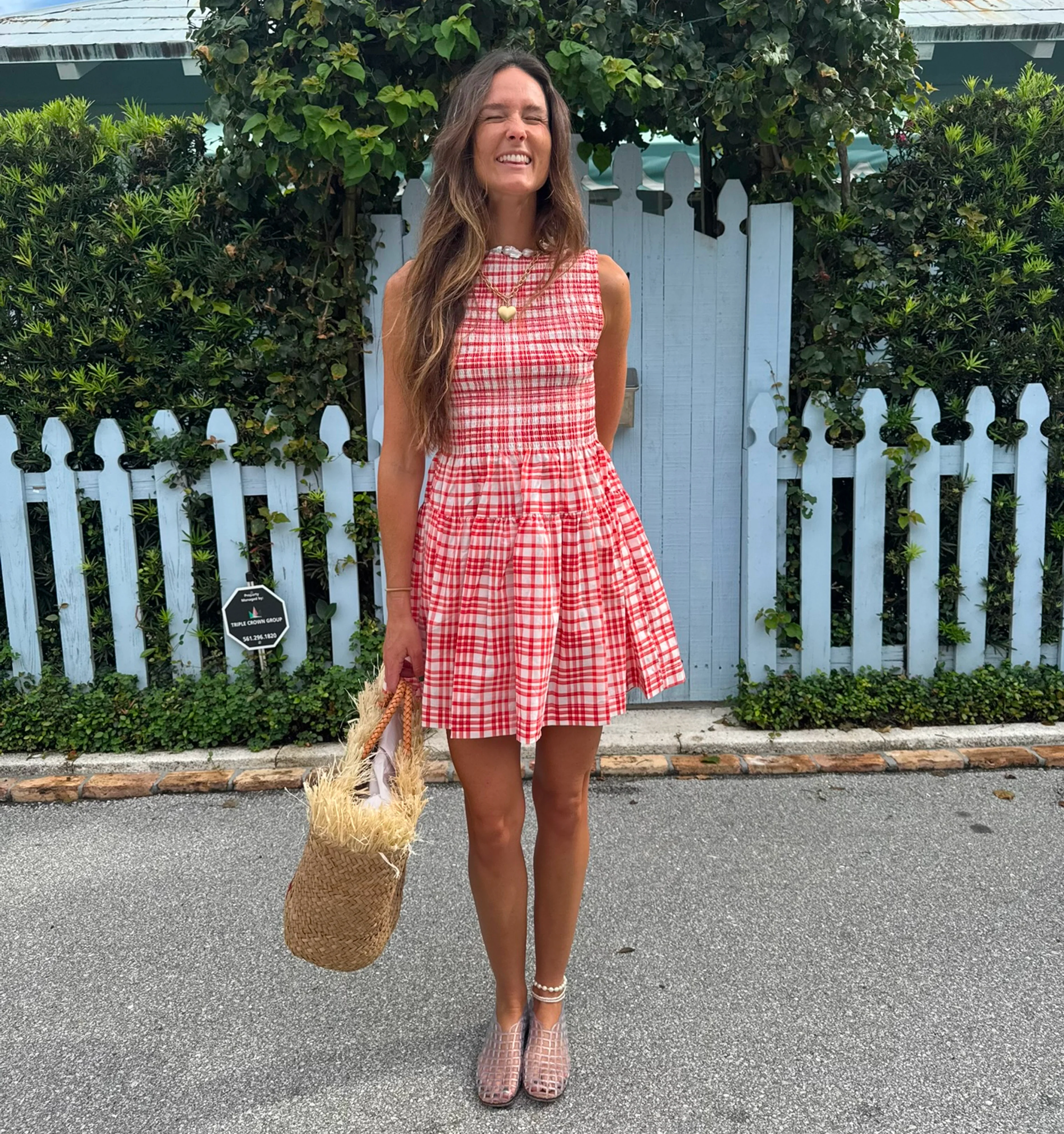 The Cosima Mini Nap Dress - Cherry Watercolor Gingham