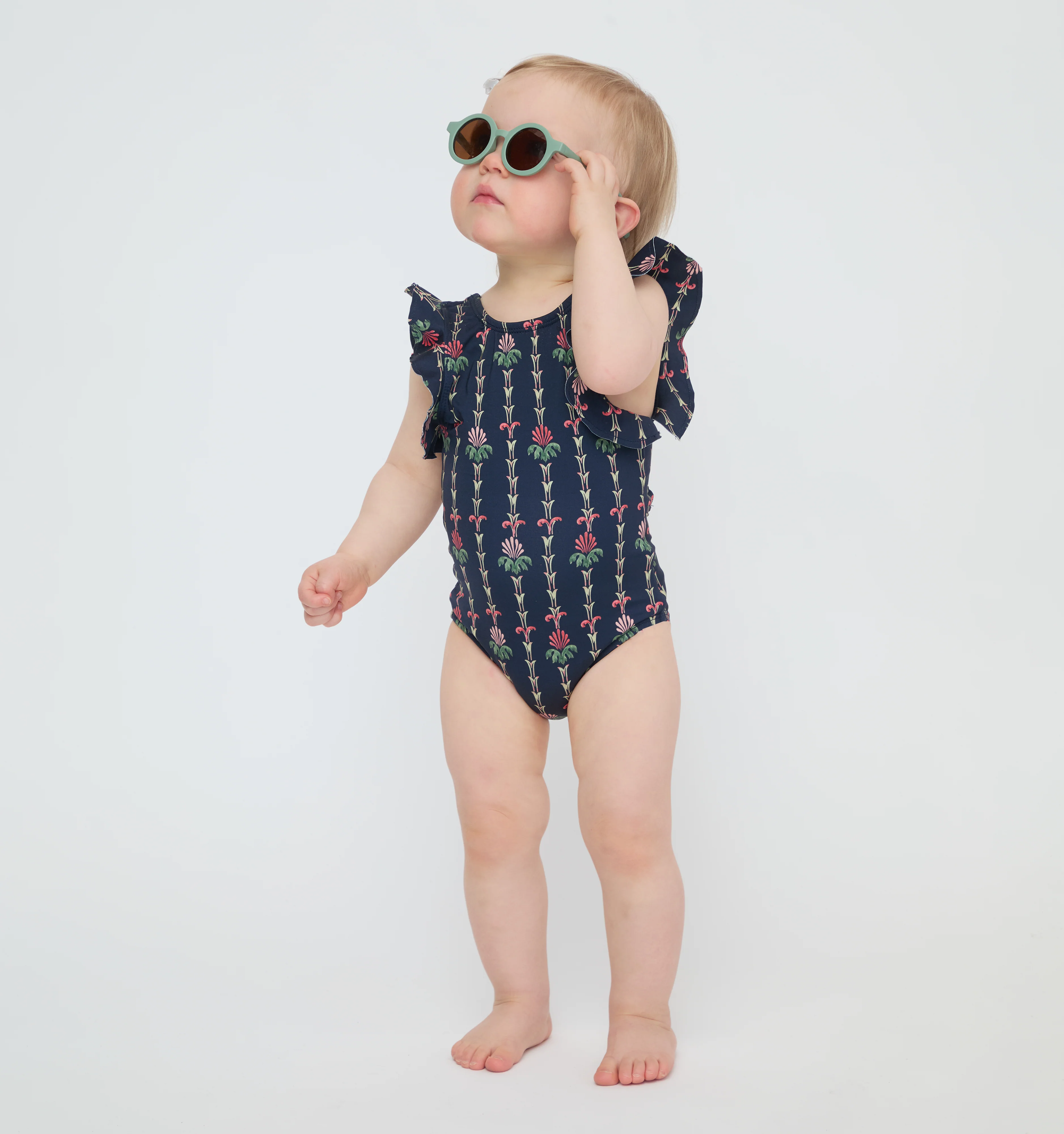 The Baby Rosie Swimsuit - Navy Trailing Fern