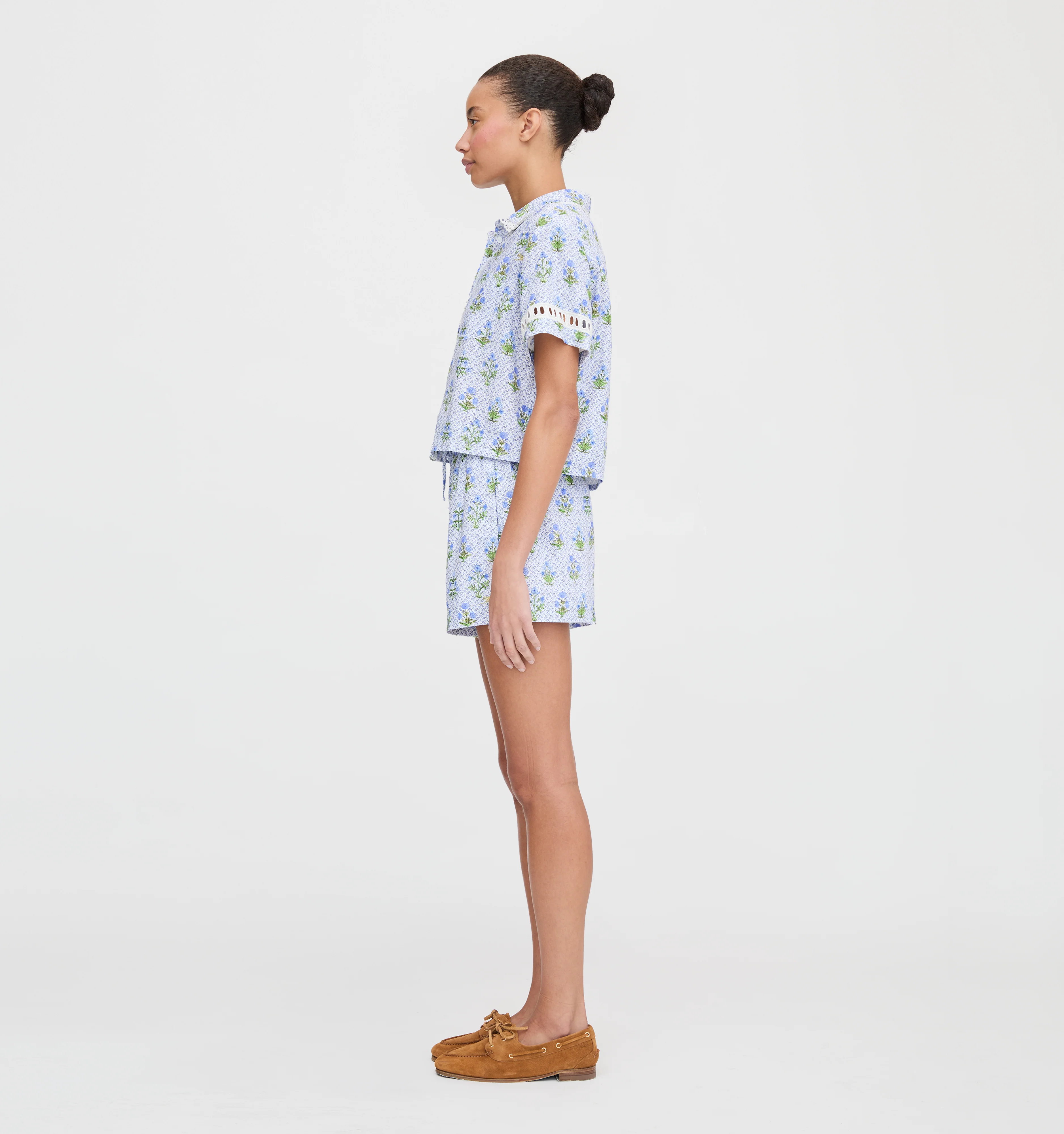 The Audrey Shorts - Blue Block Print