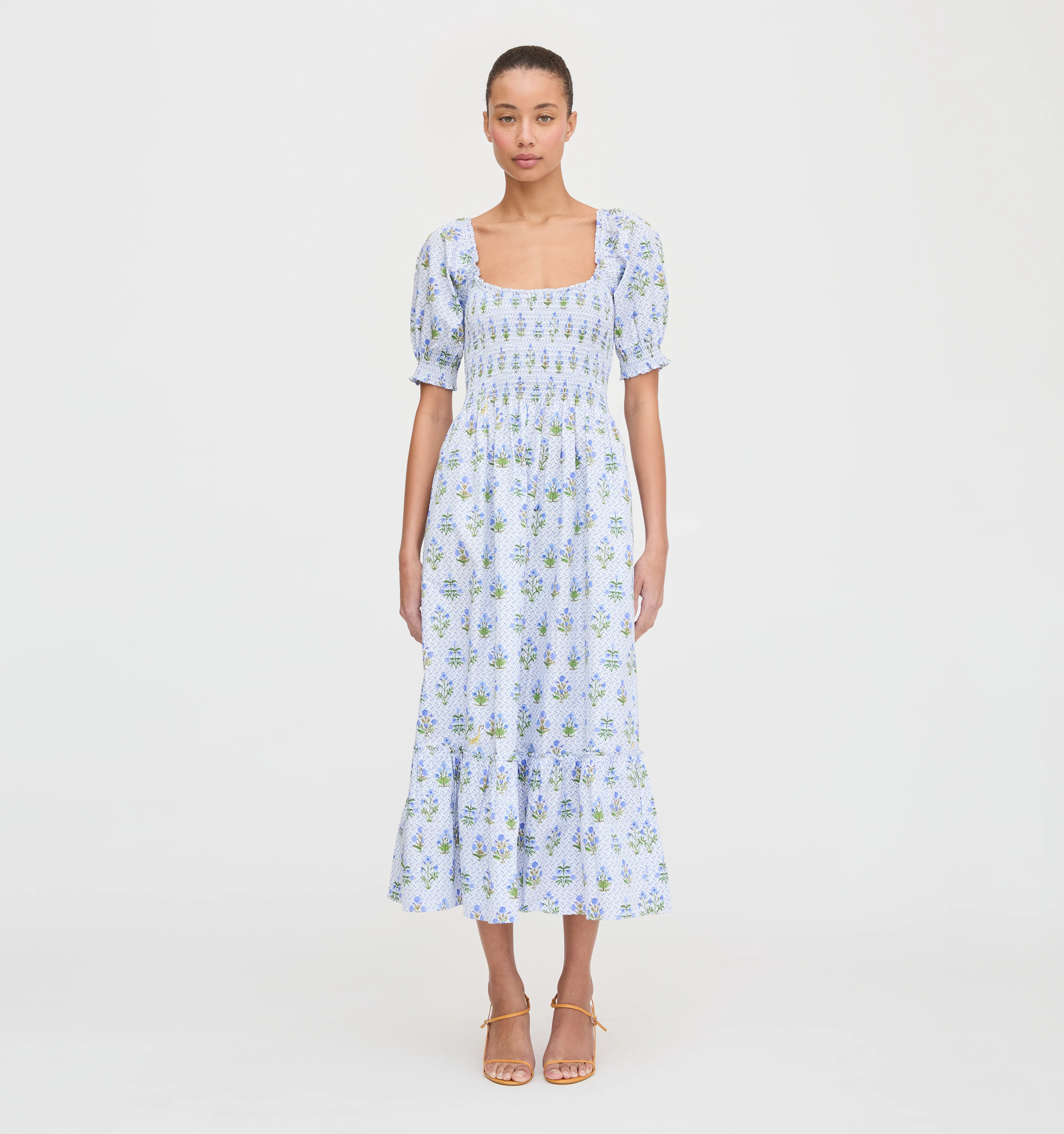 The Louisa Nap Dress - Blue Block Print