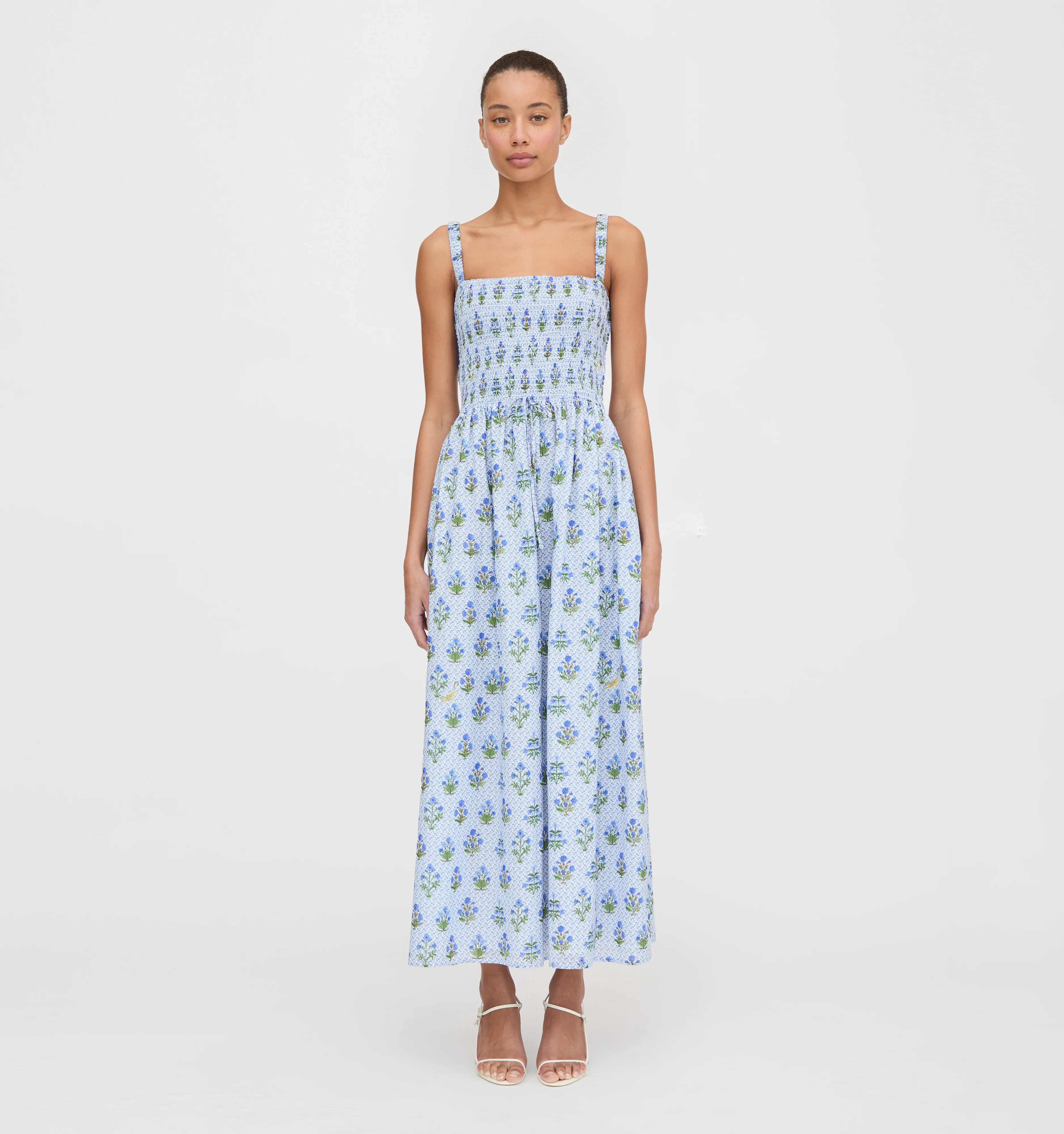 The Anita Nap Dress - Blue Block Print
