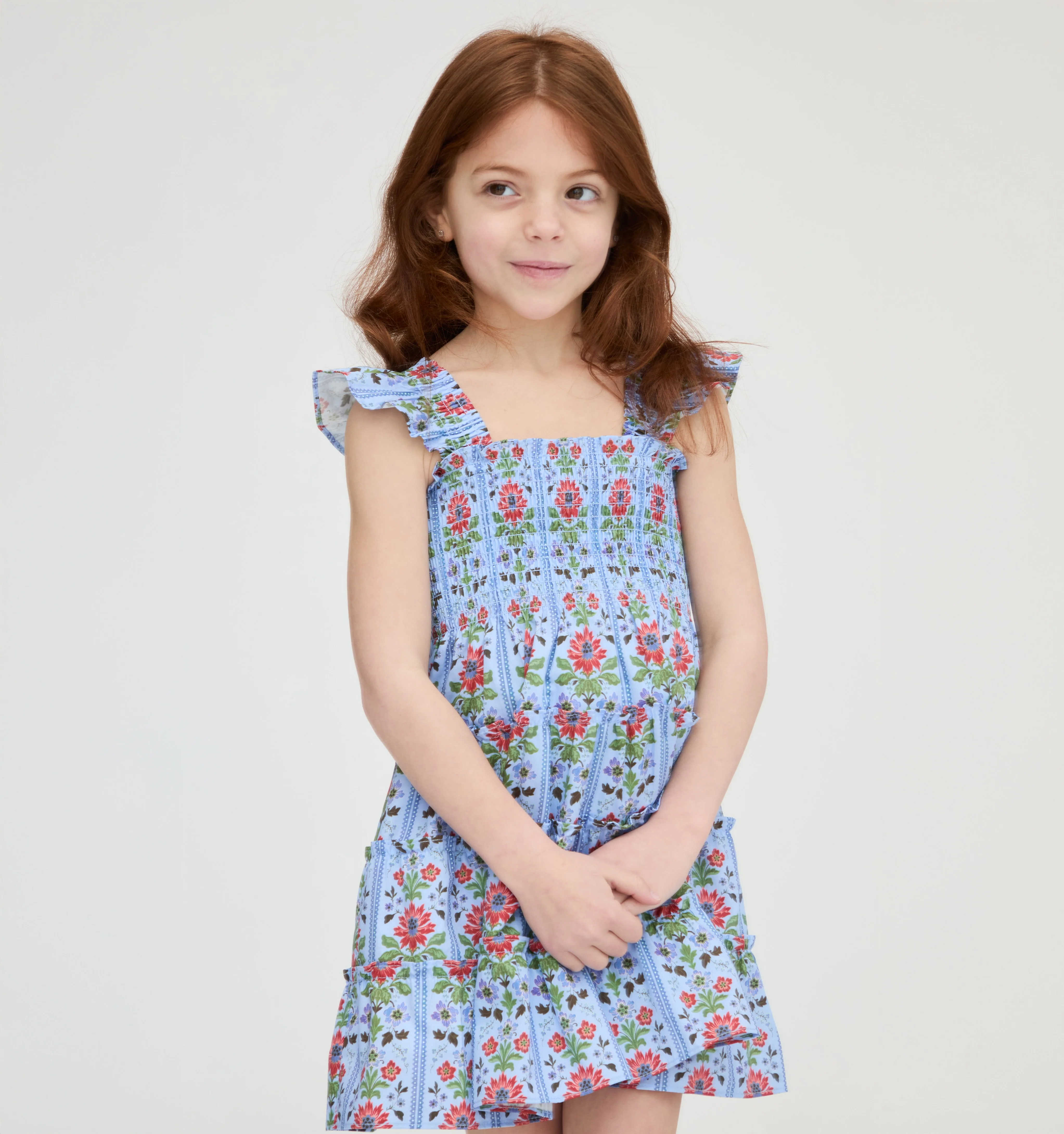 The Tiny Ellie Nap Dress - Blue Floral Block Stripe