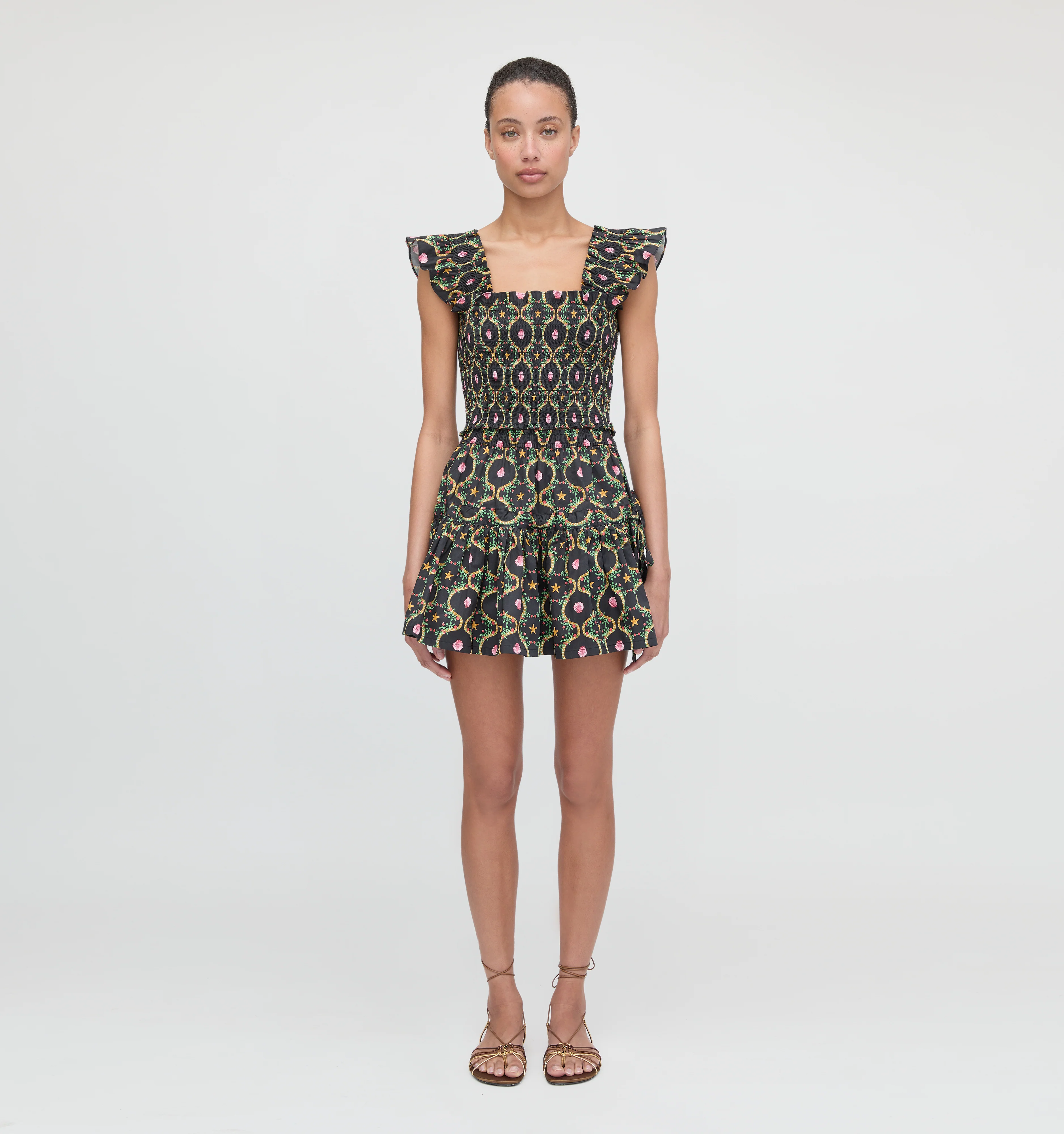 The Cropped Paz Top - Black Cisco Trellis