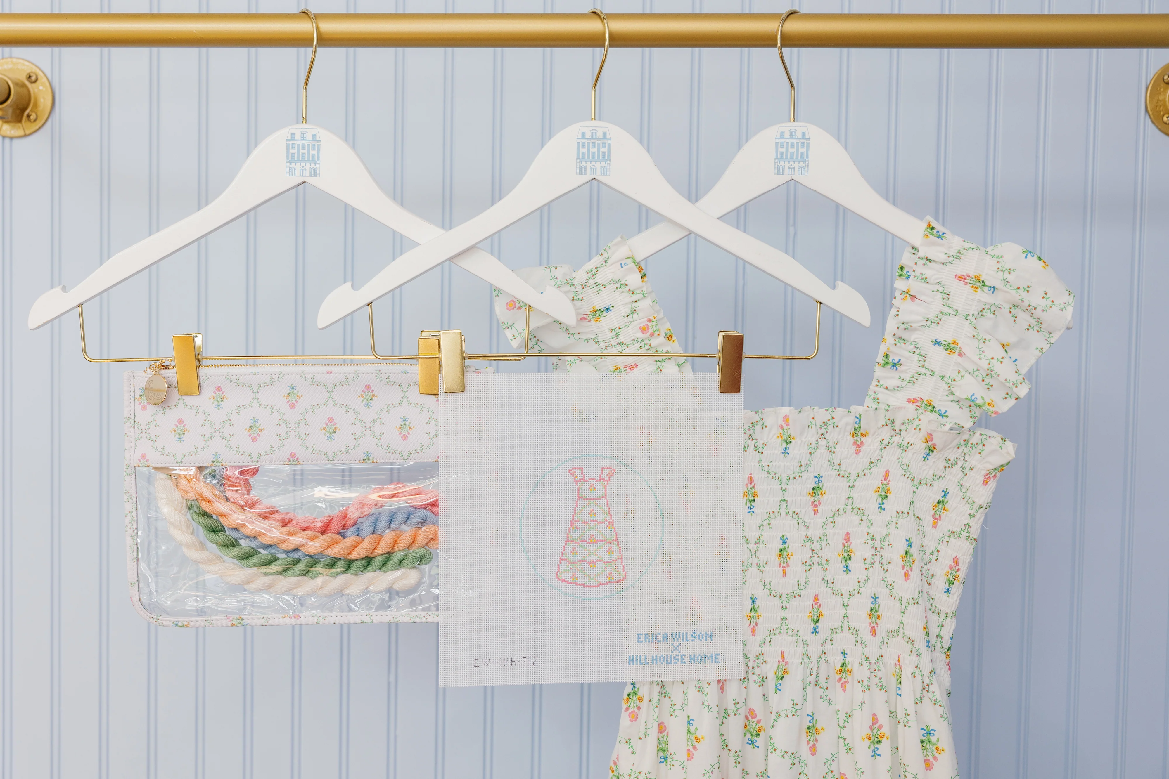 The Hill House x Erica Wilson Ellie Nap Dress Canvas - Pastel Trellis