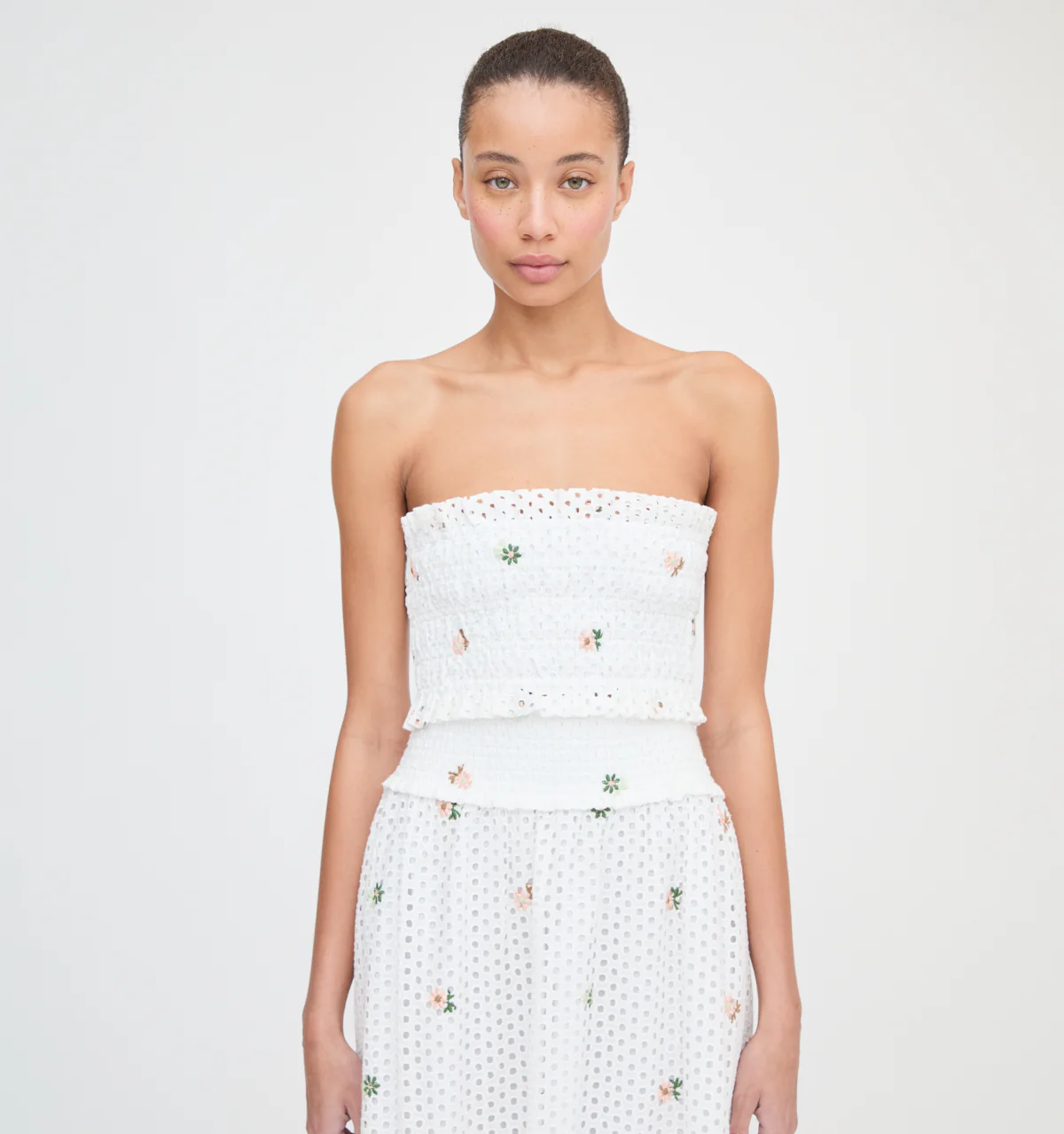 The June Nap Top - White Daisy Eyelet