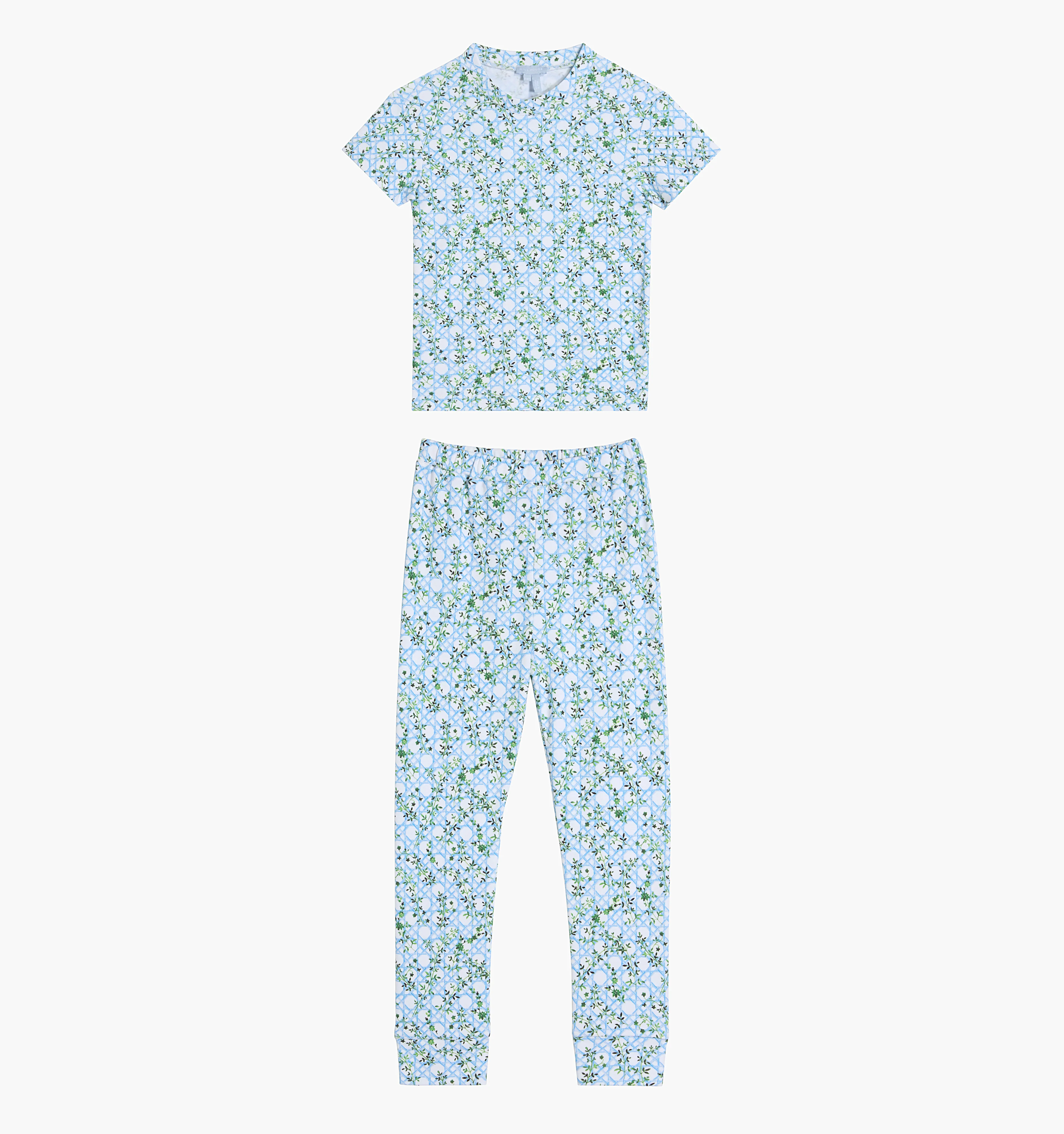 The Tiny PJ Set - Blue Basketweave Vine