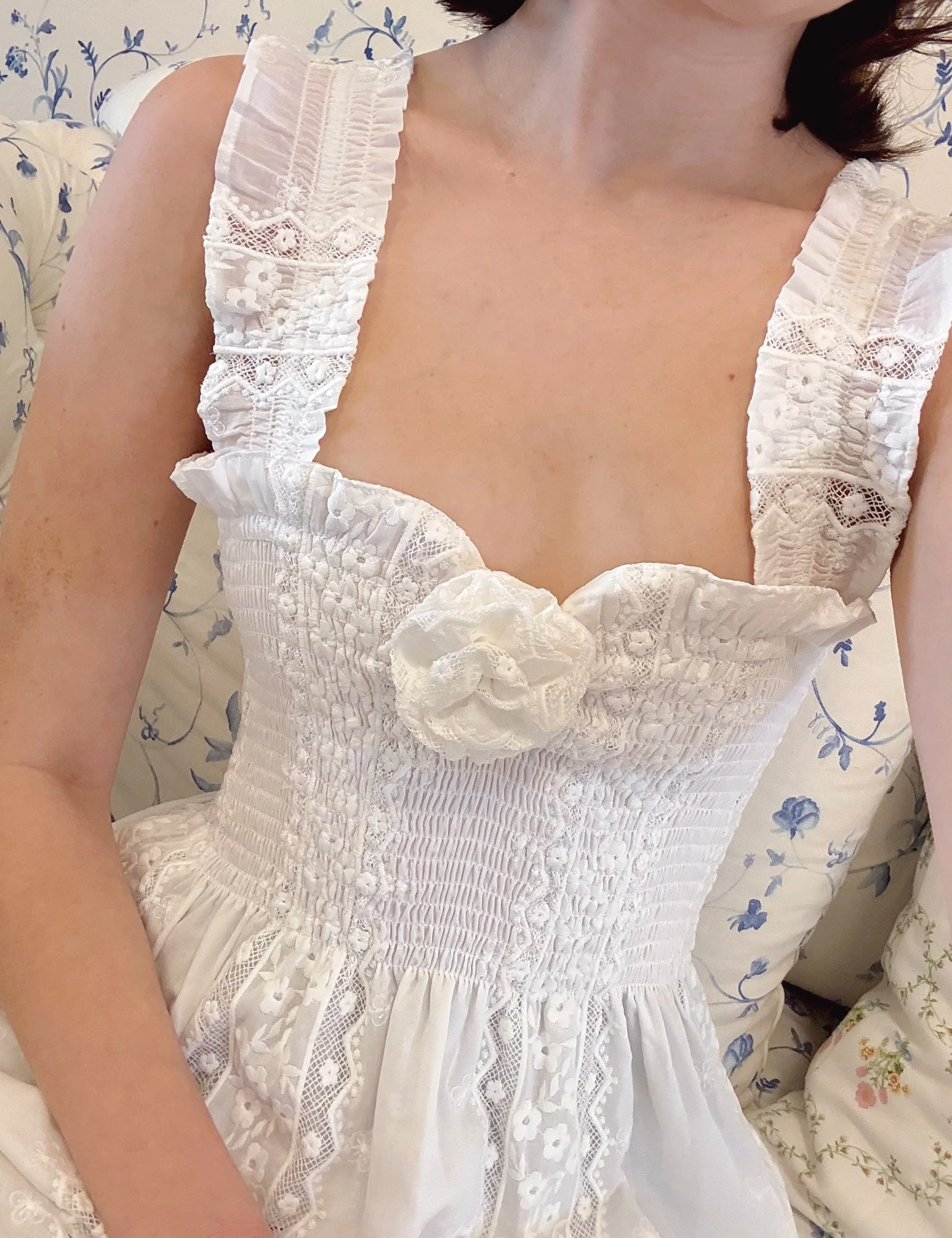 The Rosetta Nap Dress - White Broderie Voile