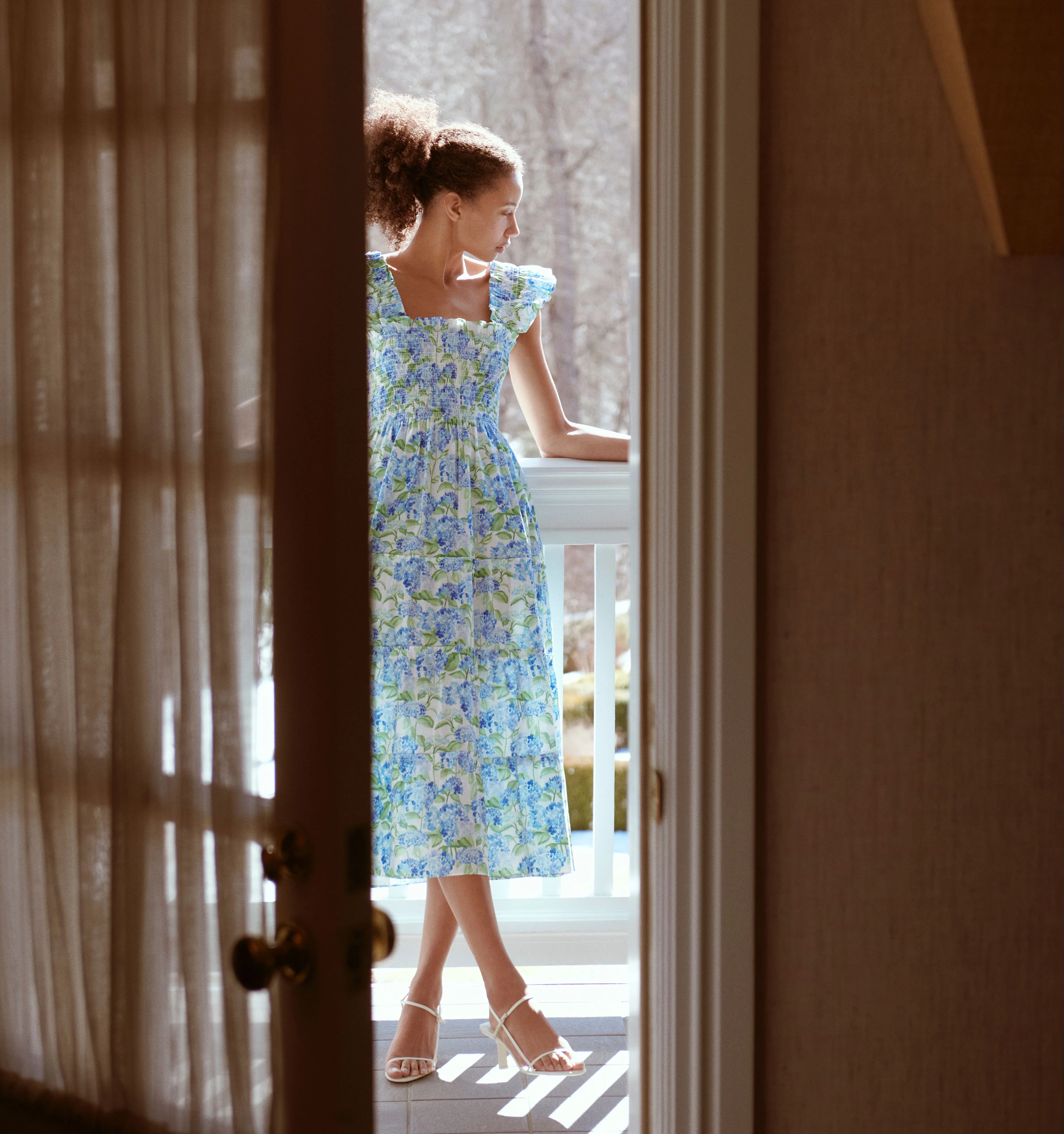 The Hill House x La Coqueta Ellie Nap Dress - Blue Watercolor Hydrangea