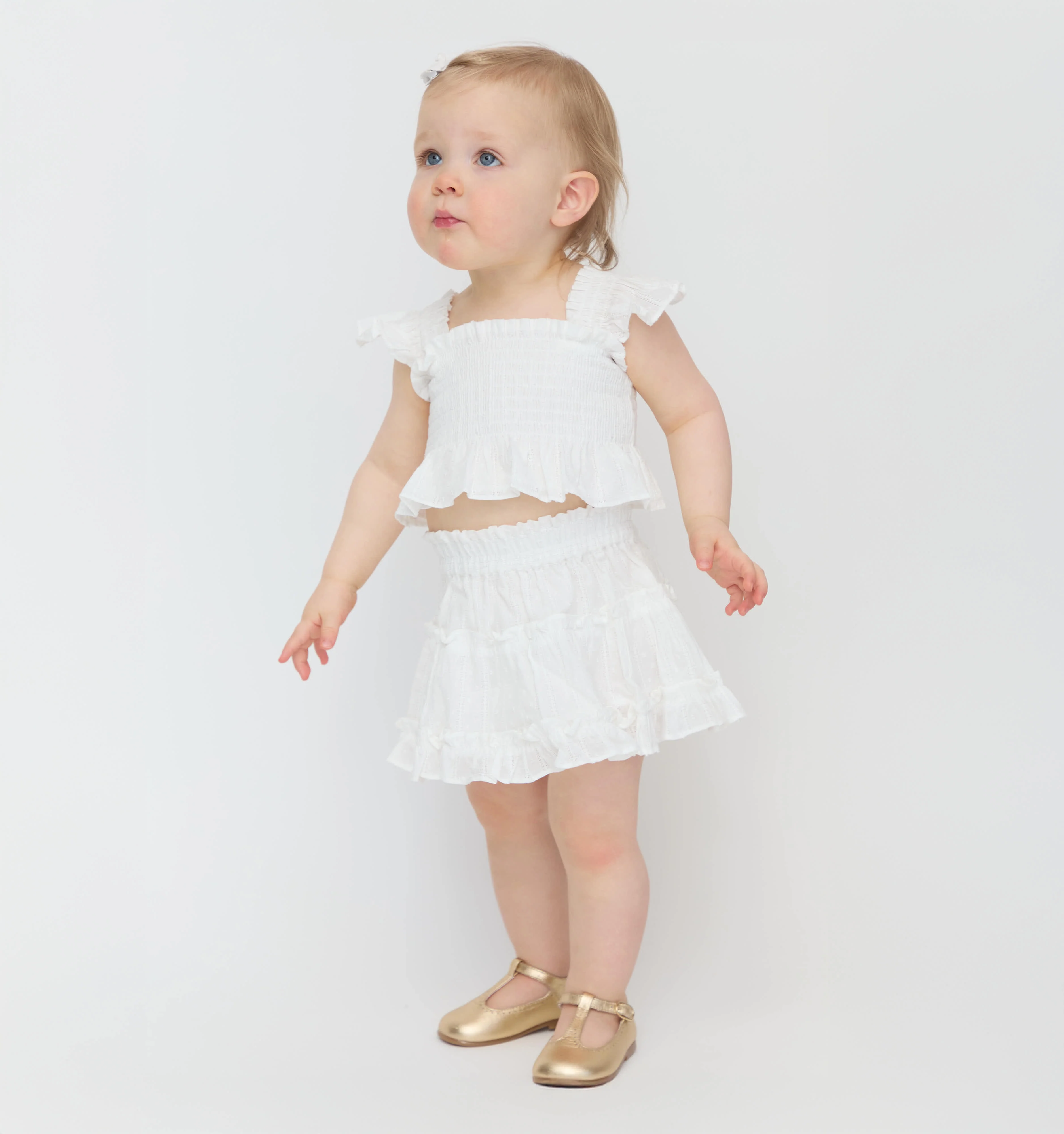 The Baby Paz Set - White Linear Swiss Dot