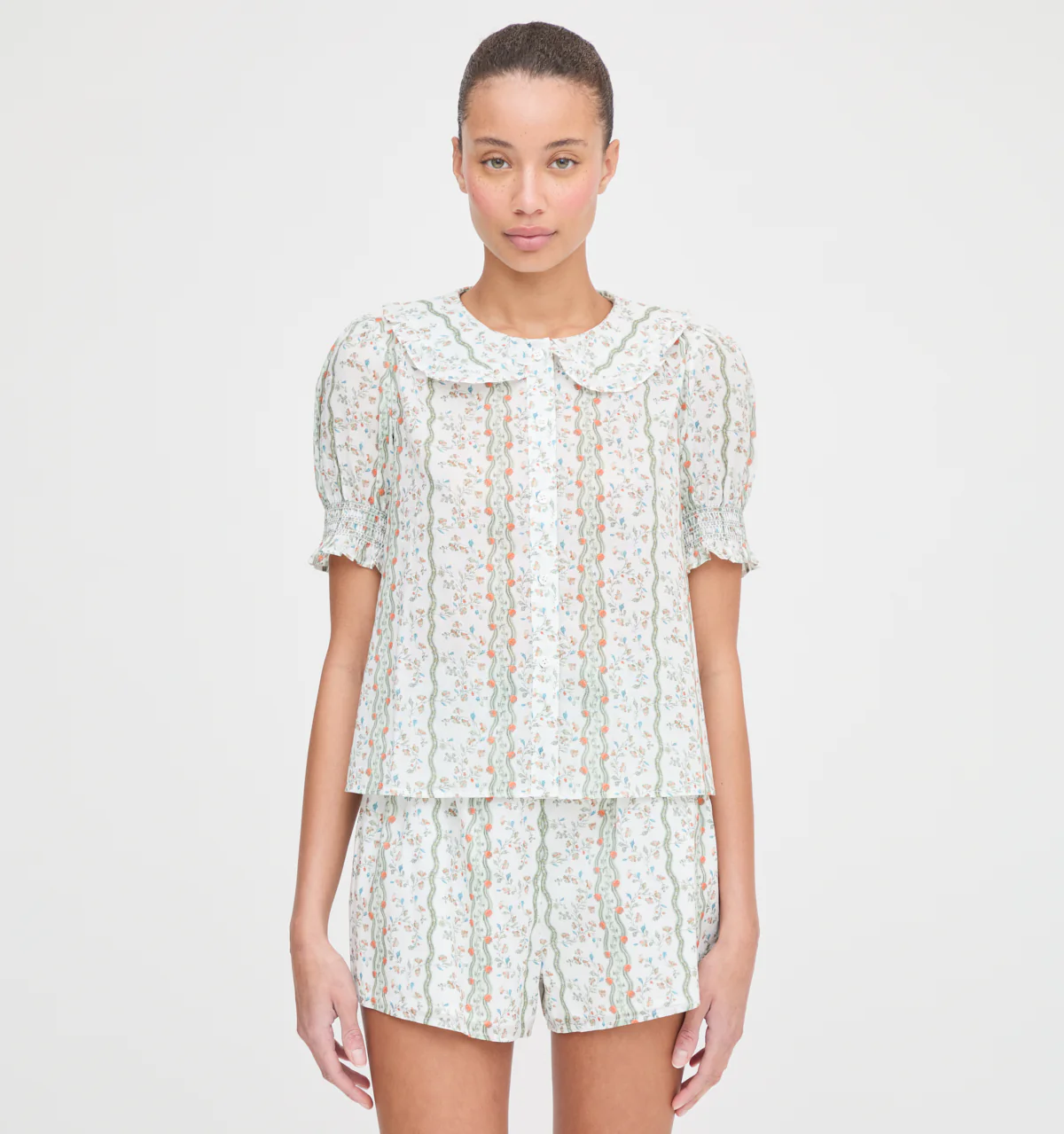 The Adelaide Top - Green Provence Floral
