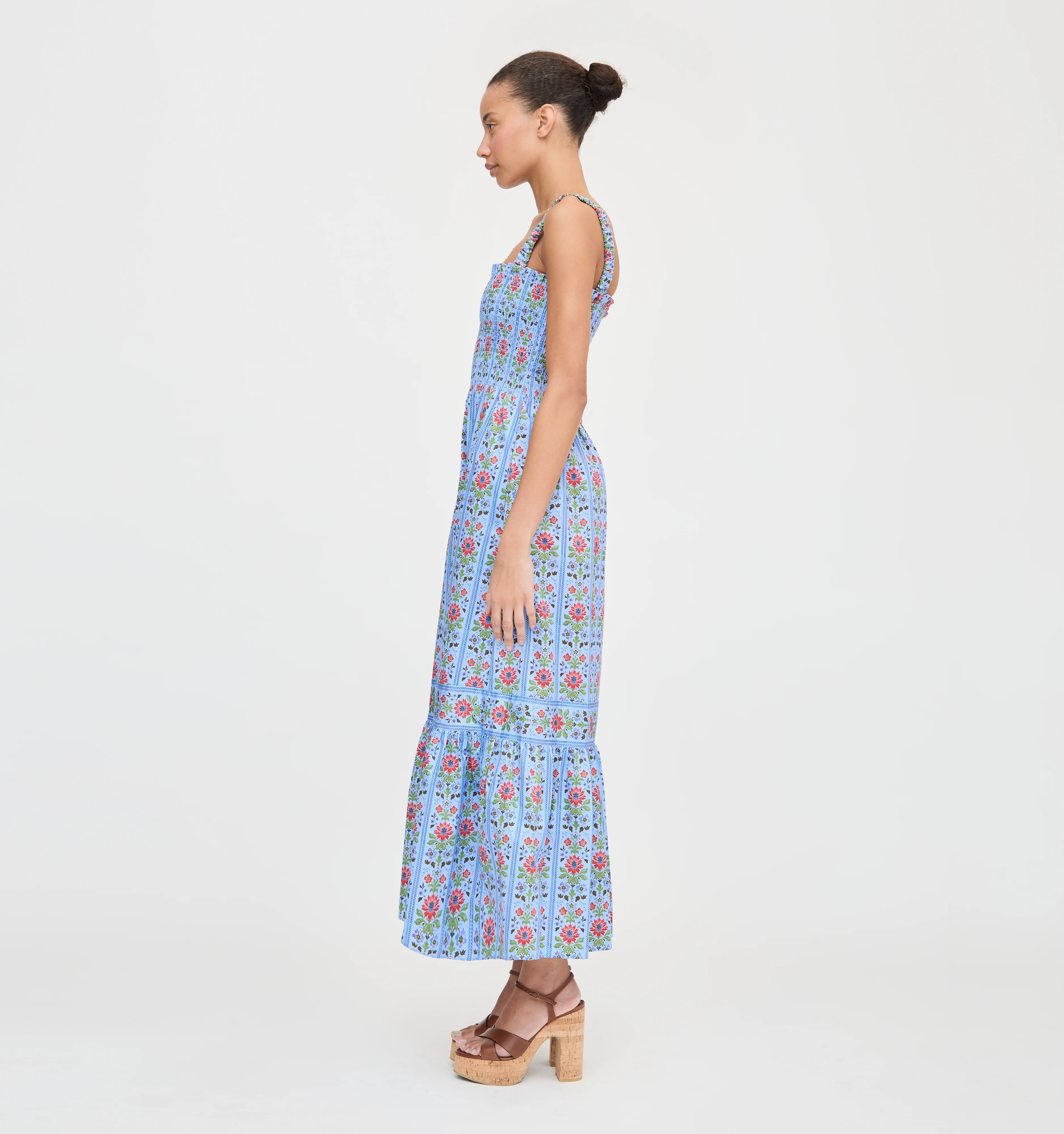 The Anjuli Nap Dress - Blue Floral Block Stripe