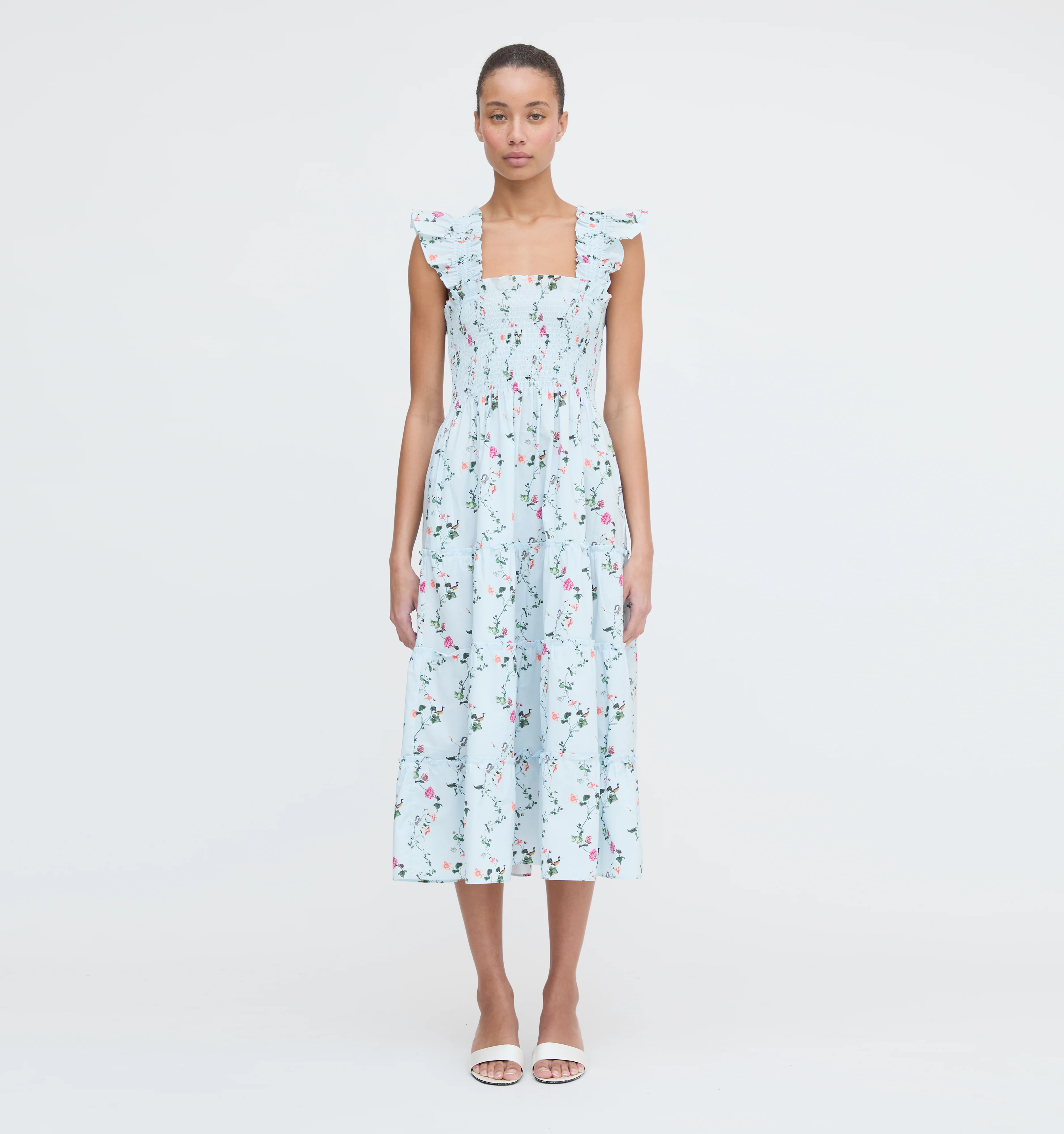 The Ellie Nap Dress - Pond Floral Poplin