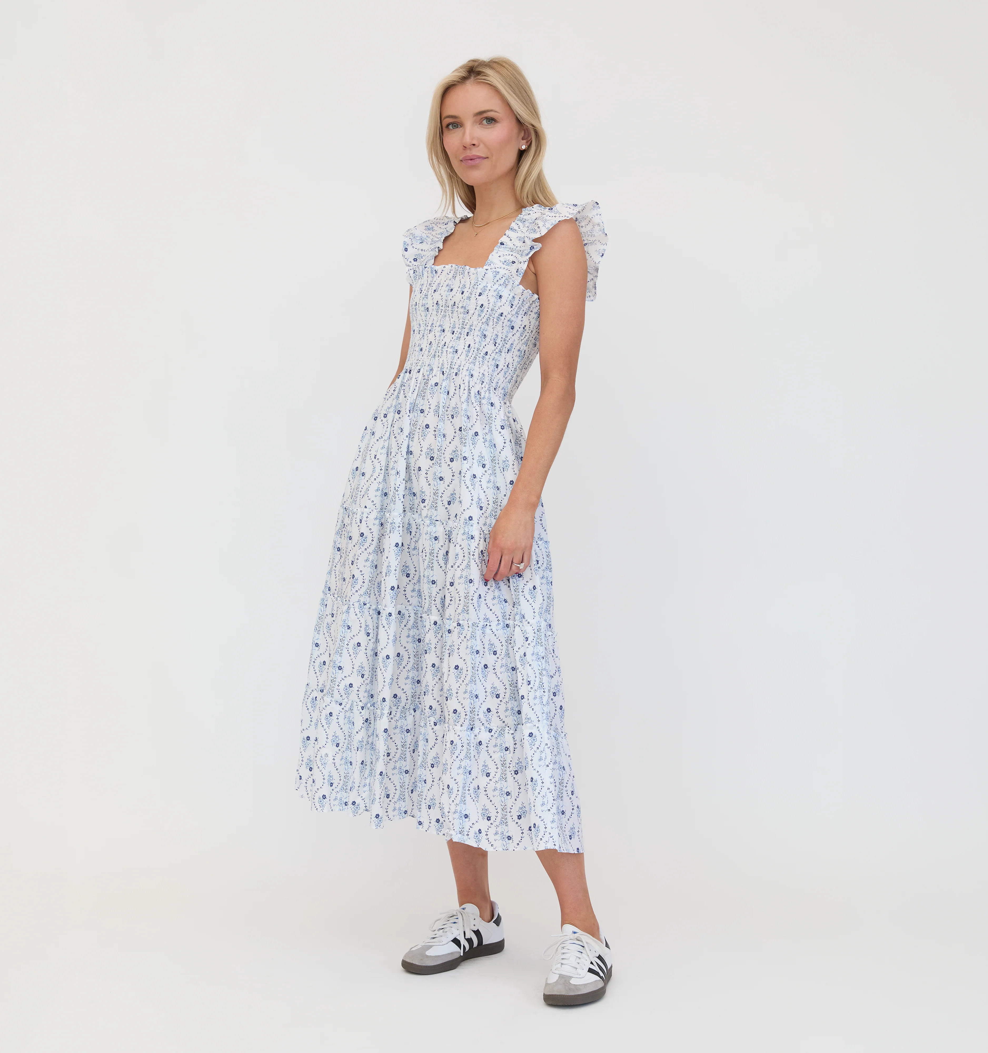 The Ellie Nap Dress - Blue Vine Stripe