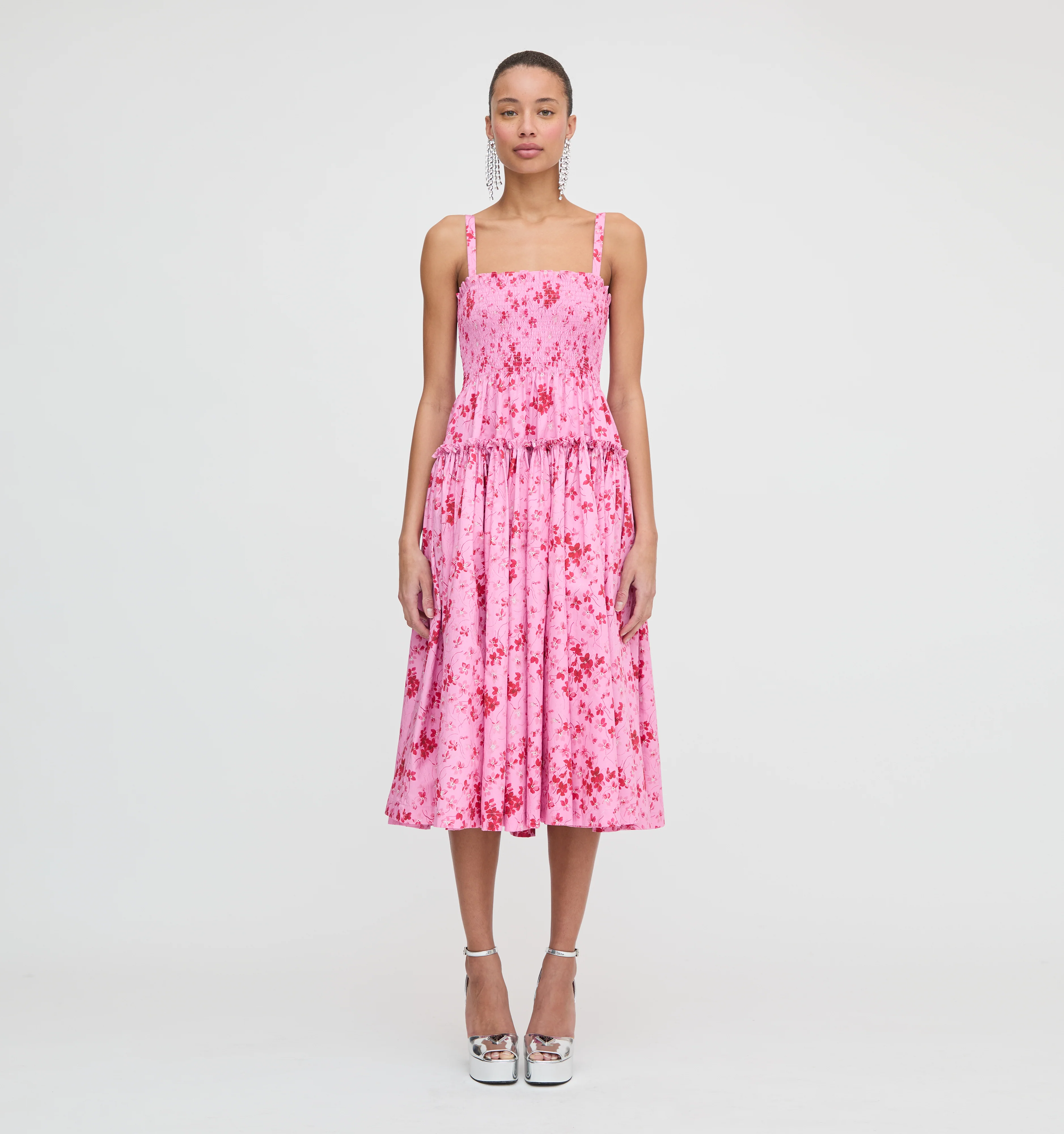 The Seraphina Midi Nap Dress - Pink Sweet Peas