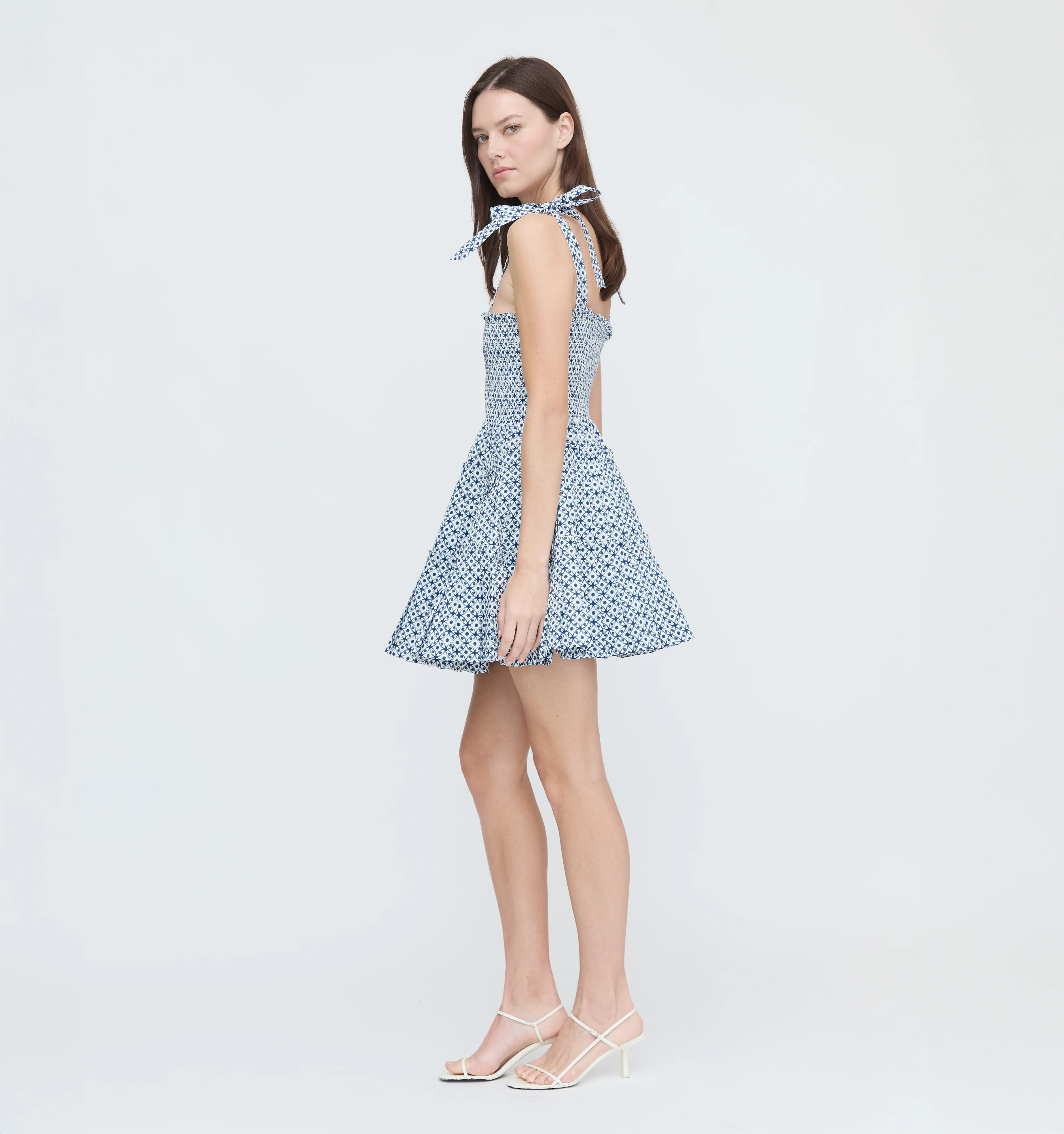 The Ribbon Charlotte Nap Dress - Navy Circular Lattice