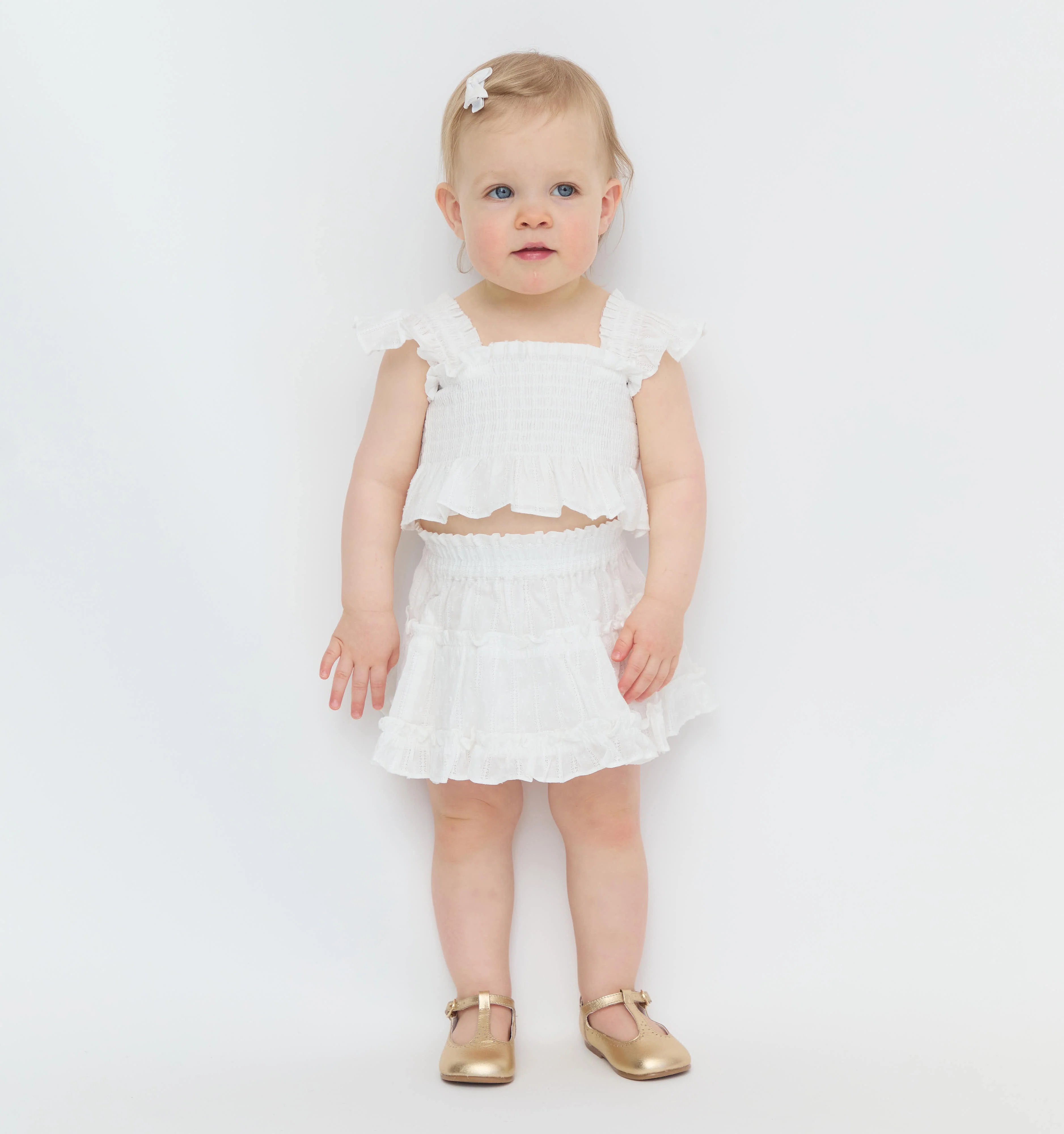 The Baby Paz Set - White Linear Swiss Dot